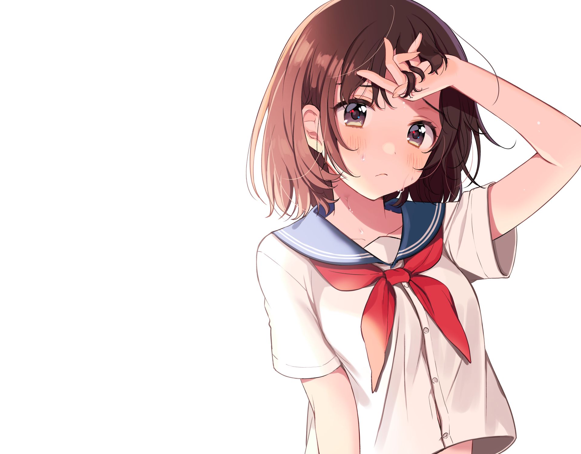 Download mobile wallpaper Anime, Schoolgirl, Original, School Uniform, Short Hair, Black Eyes for free.