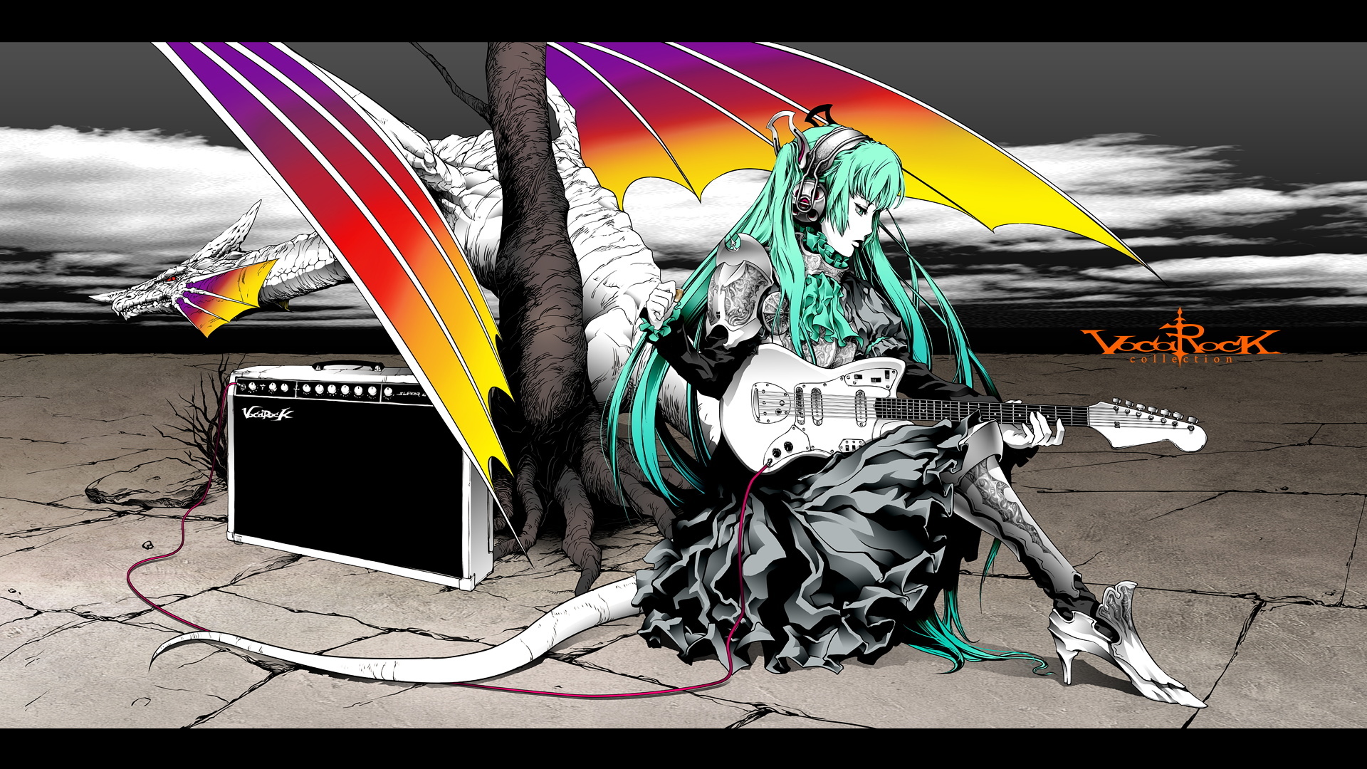 Free download wallpaper Anime, Guitar, Vocaloid, Hatsune Miku on your PC desktop