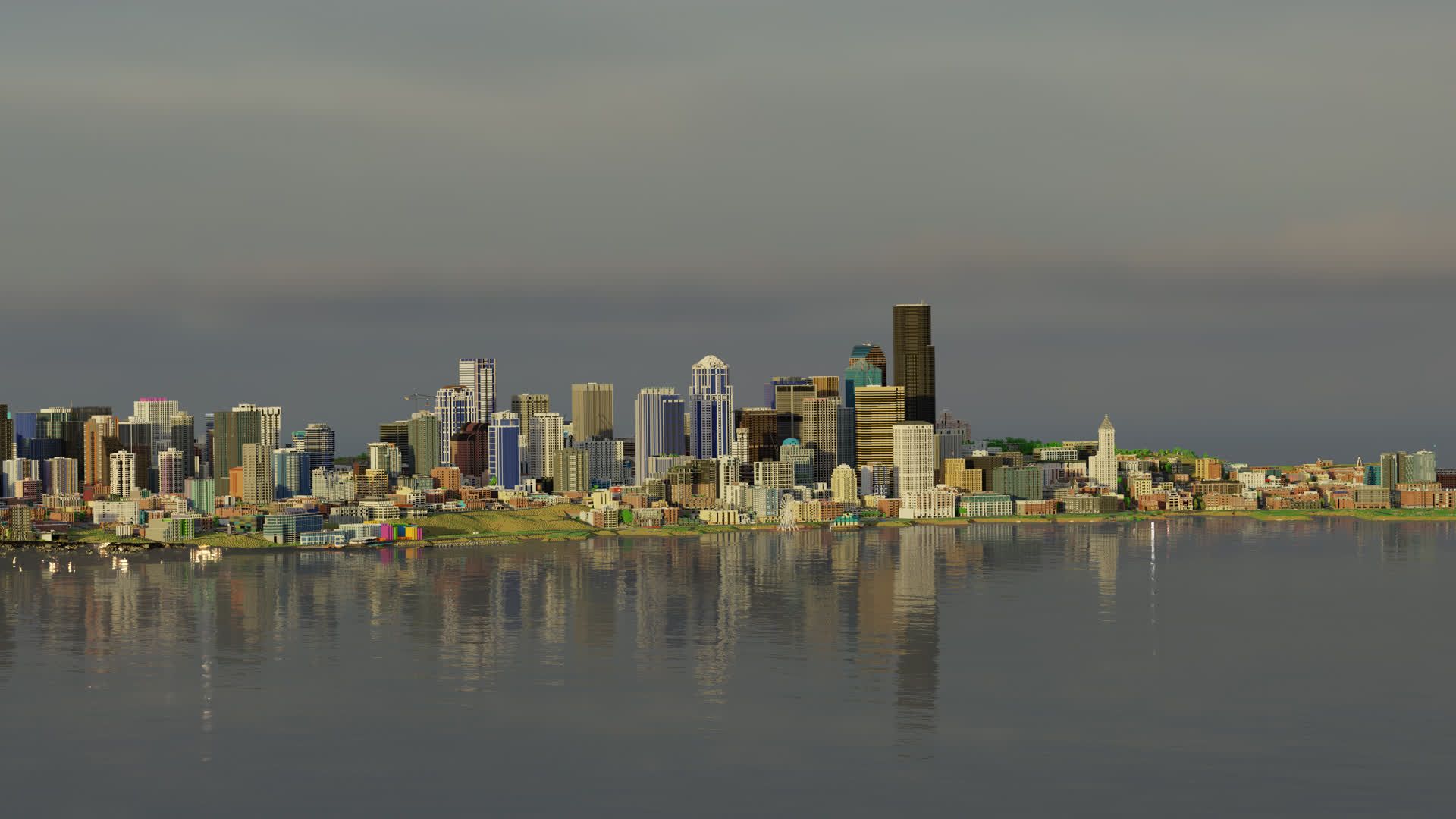 Handy-Wallpaper Minecraft, Wolkenkratzer, Seattle, Computerspiele, Großstadt kostenlos herunterladen.