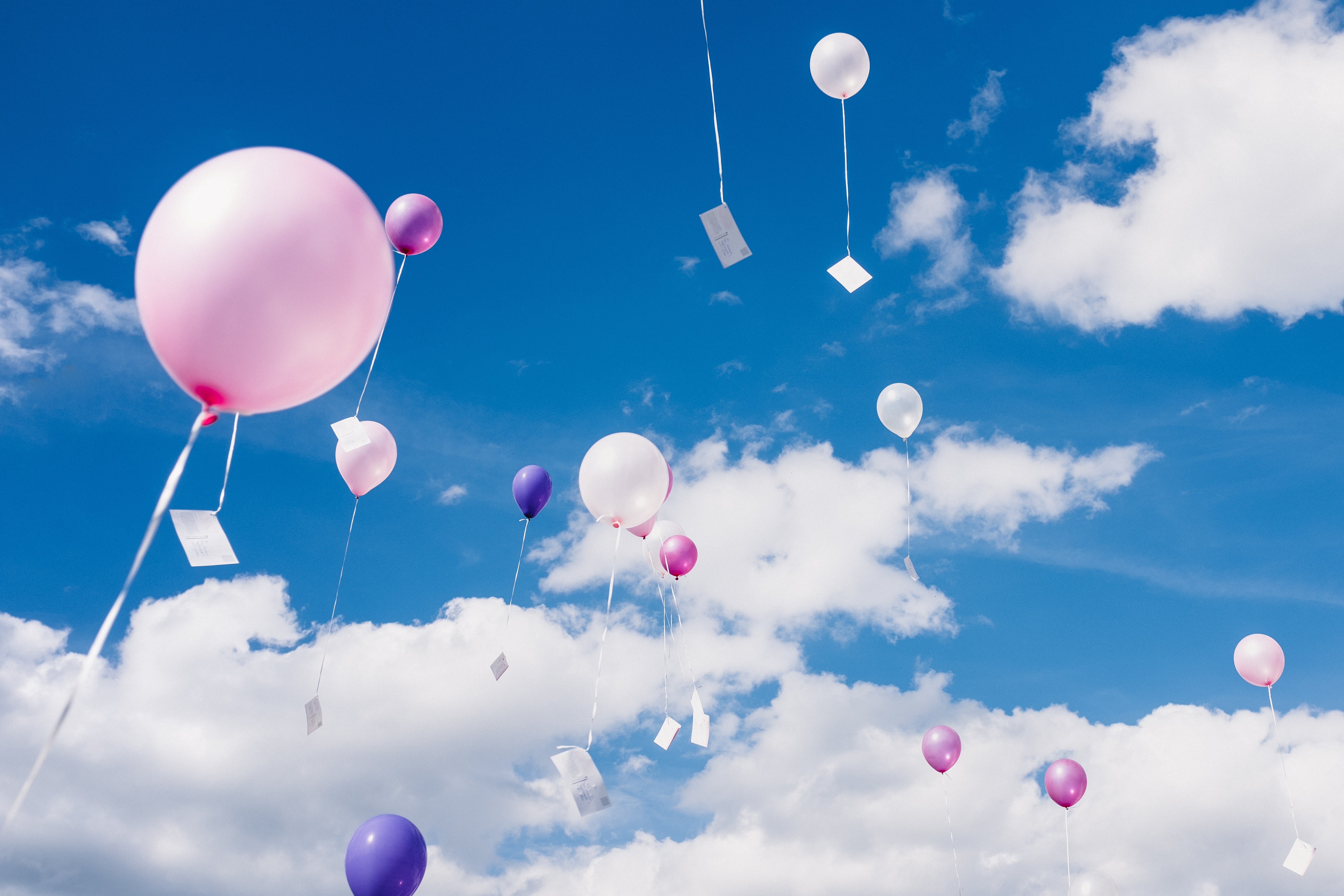 sky, clouds, balloons, miscellanea, miscellaneous, flight, height, air balloons