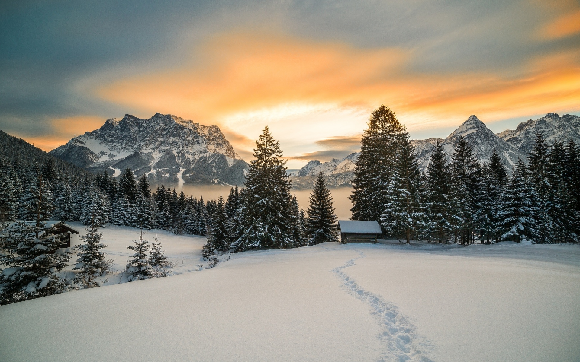730781画像をダウンロード写真撮影, 冬, 森, 小屋, 山, 松の木, 雪, 木-壁紙とスクリーンセーバーを無料で