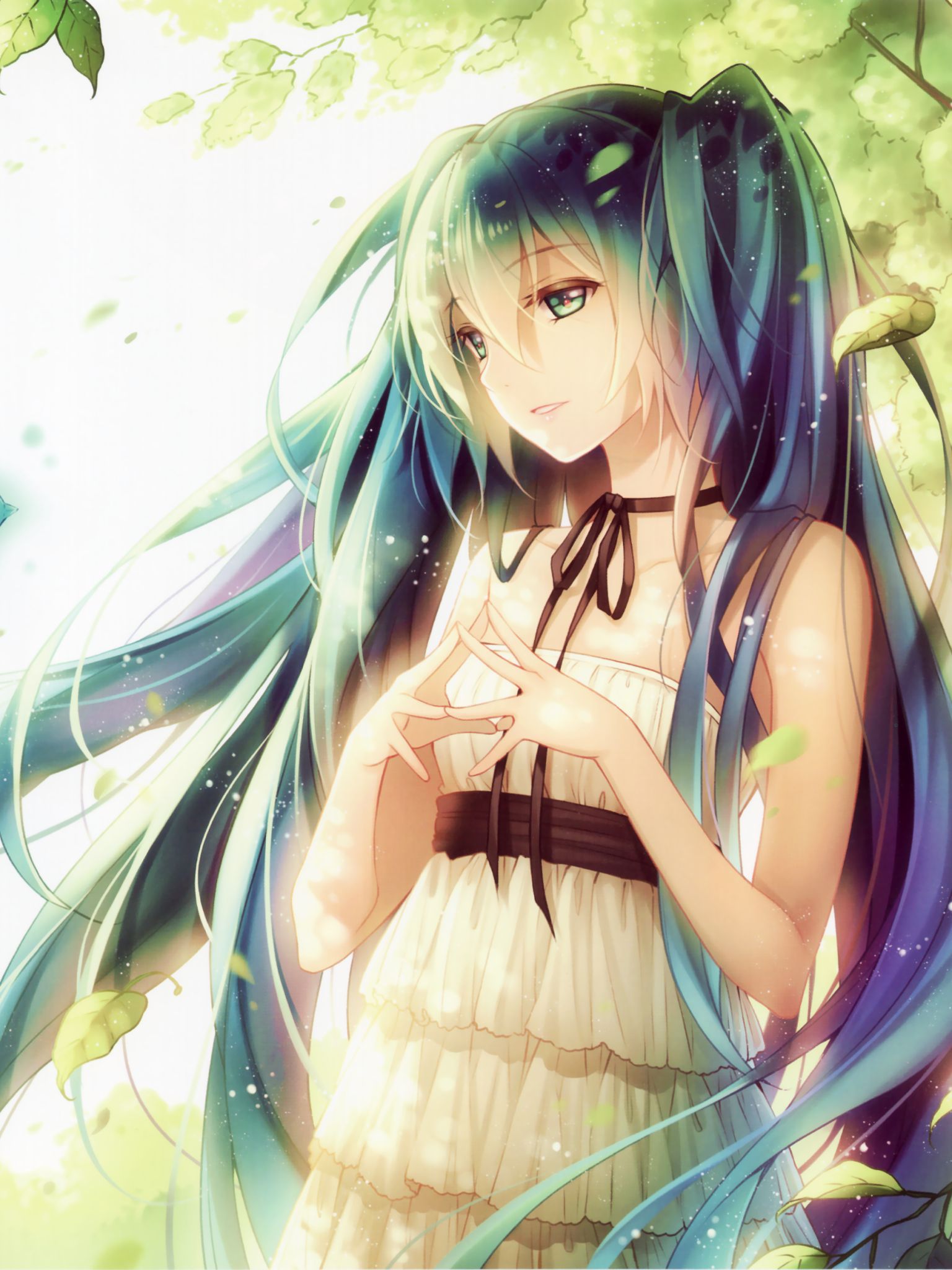 Handy-Wallpaper Vogel, Vocaloid, Blaue Haare, Hatsune Miku, Animes, Lange Haare kostenlos herunterladen.