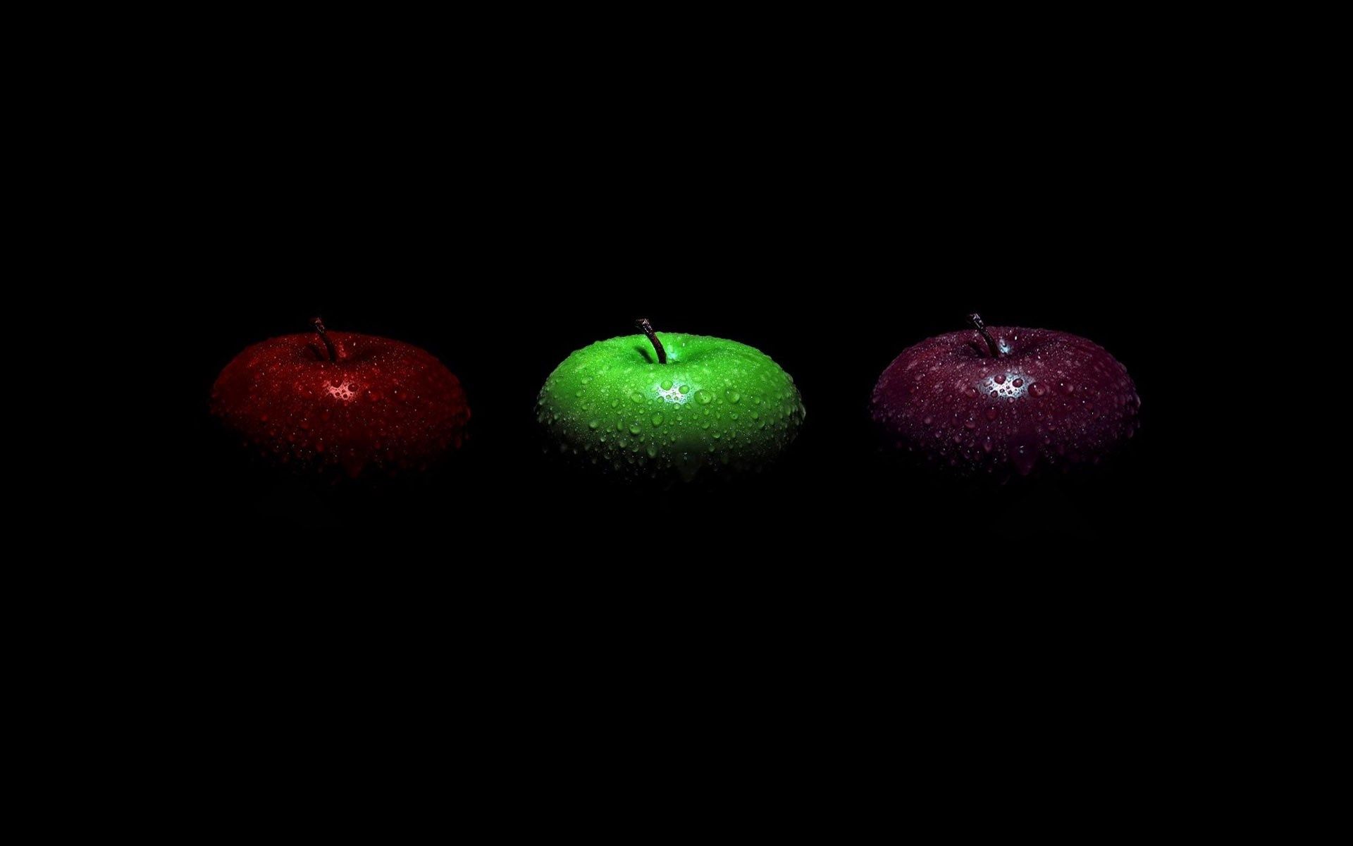 61008 скачать картинку минимализм, яблоки, черный, оттенки, зеленое, красное, бордовое - обои и заставки бесплатно