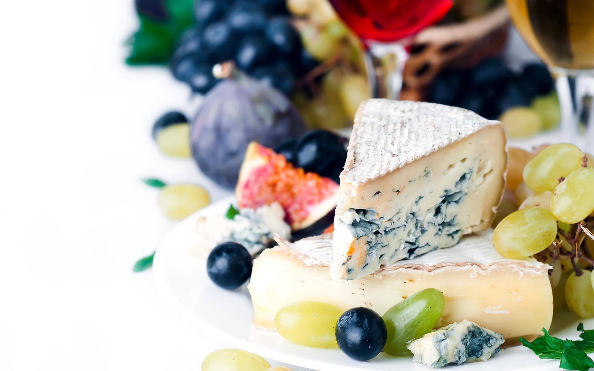 Download mobile wallpaper Food, Cheese, Grapes, Fig for free.