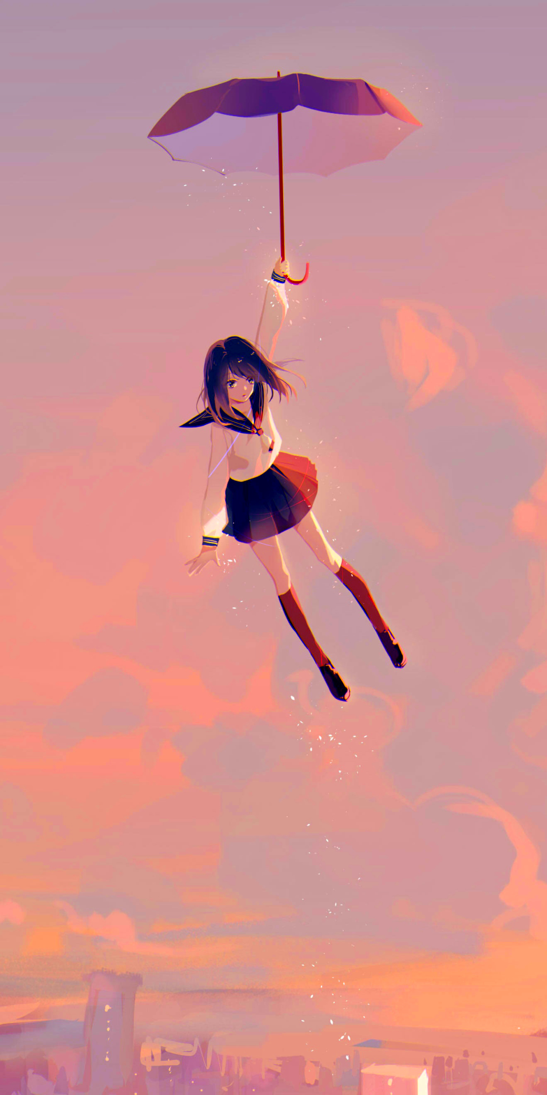 Download mobile wallpaper Anime, Girl, Flying for free.