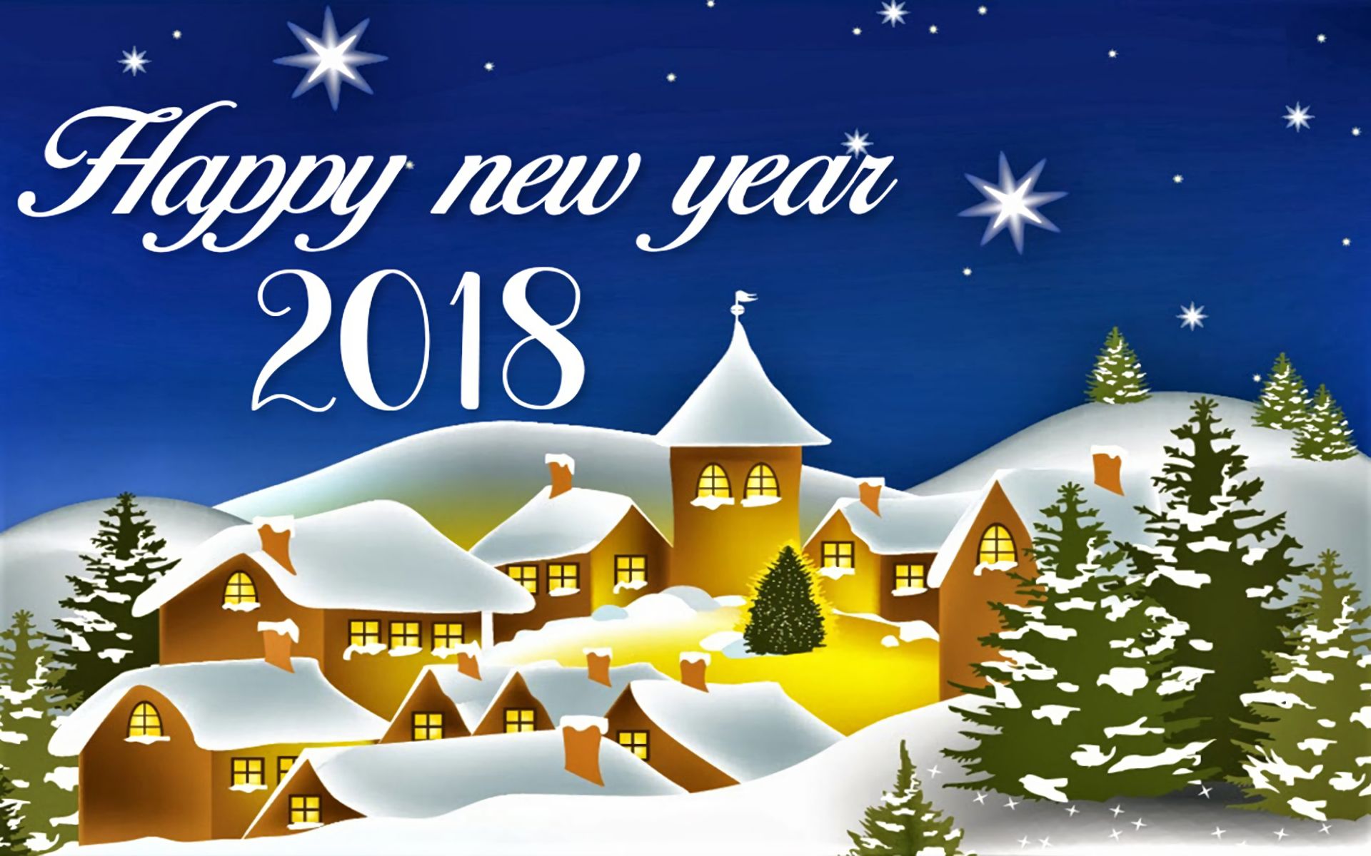 869853 descargar imagen día festivo, nuevo año 2018, feliz año nuevo, año nuevo, nieve, aldea, invierno: fondos de pantalla y protectores de pantalla gratis
