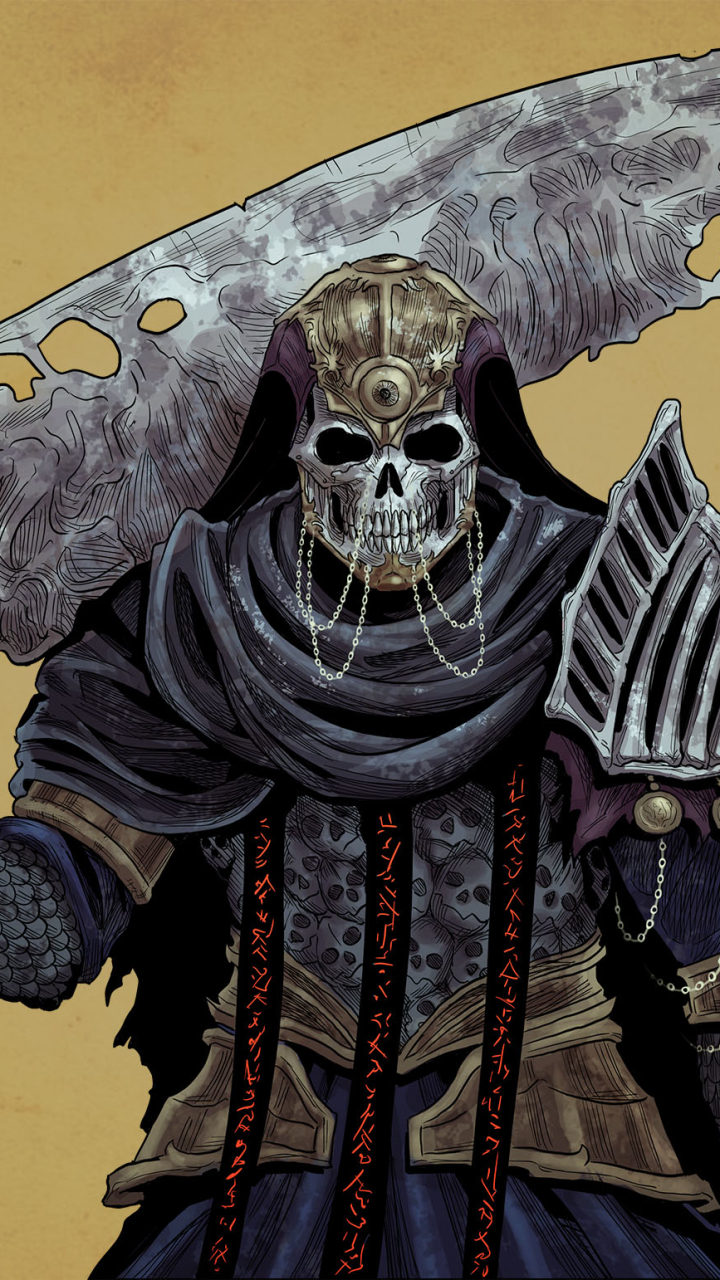 Download mobile wallpaper Dark, Warrior, Skull, Armor, Sword for free.