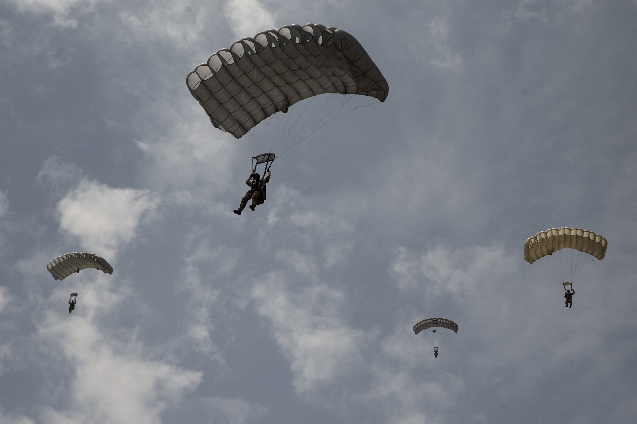 military, paratrooper, parachute, soldier