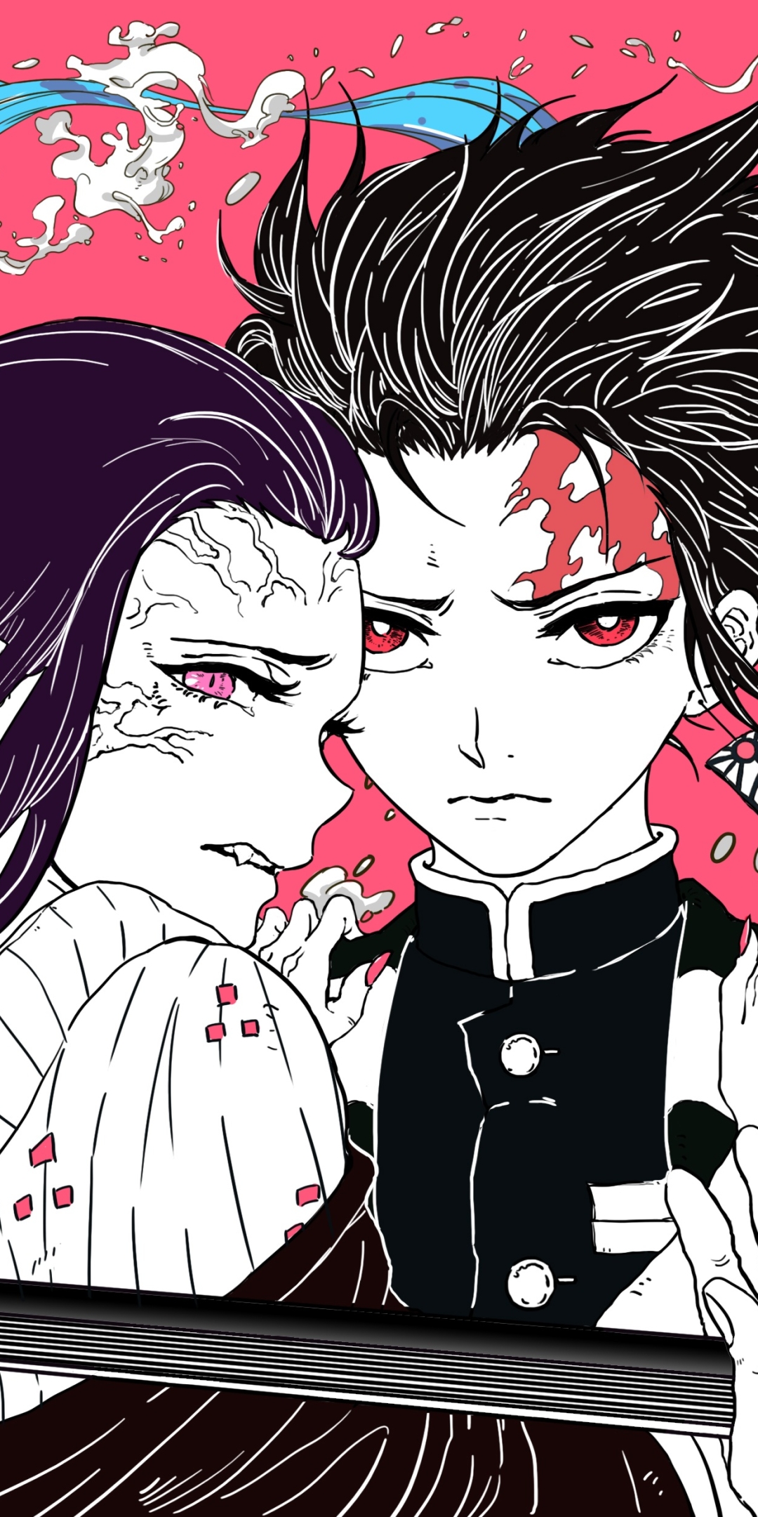 Handy-Wallpaper Animes, Nezuko Kamado, Demon Slayer, Tanjiro Kamado kostenlos herunterladen.