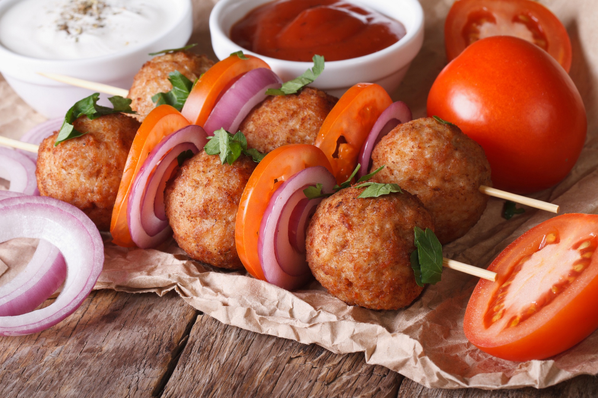 Free download wallpaper Food, Meat, Tomato, Barbecue on your PC desktop