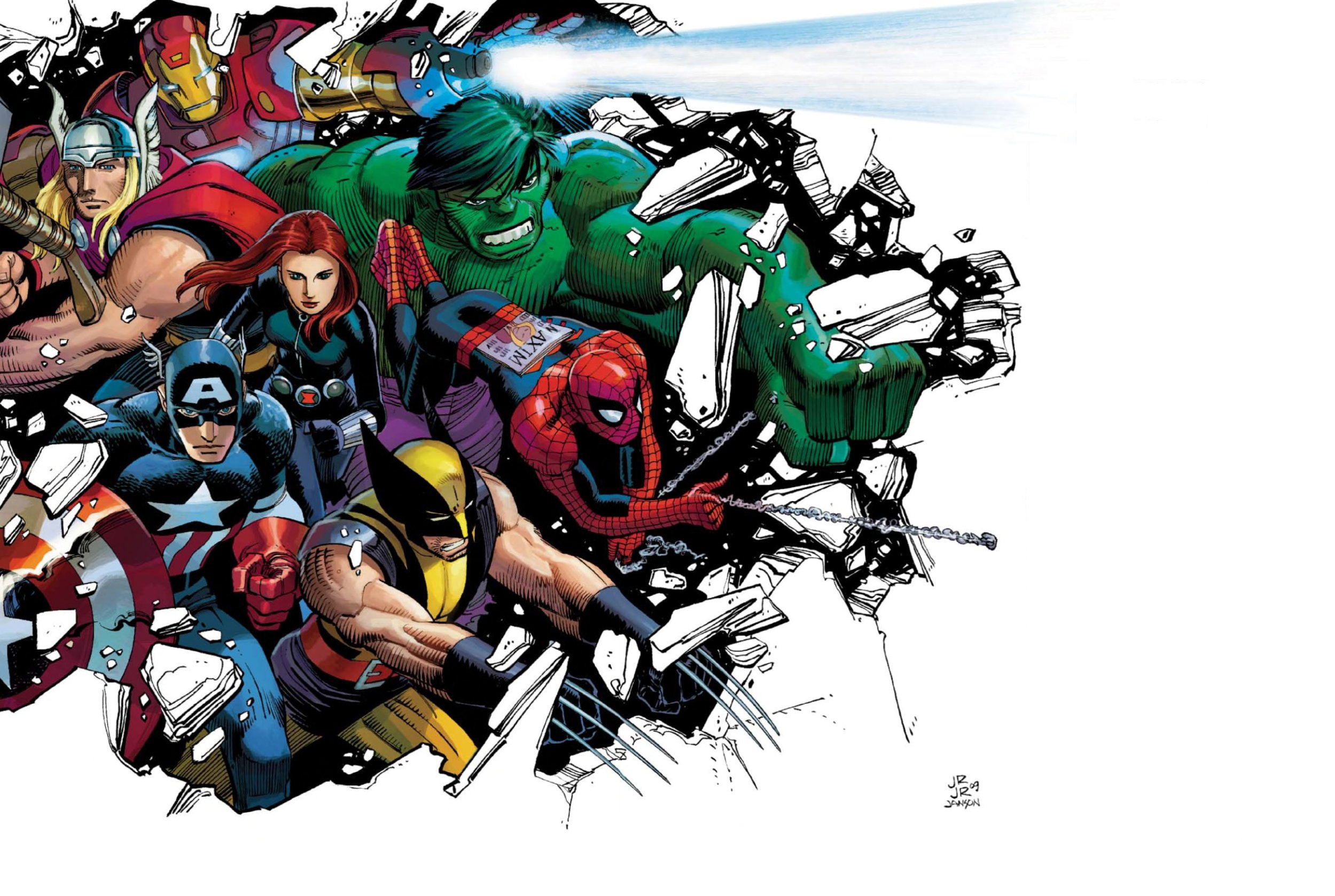 Handy-Wallpaper Hulk, Vielfraß, Comics, Ironman, Kapitän Amerika, Rächer, Spider Man, Thor, Schwarze Witwe, The Avengers kostenlos herunterladen.