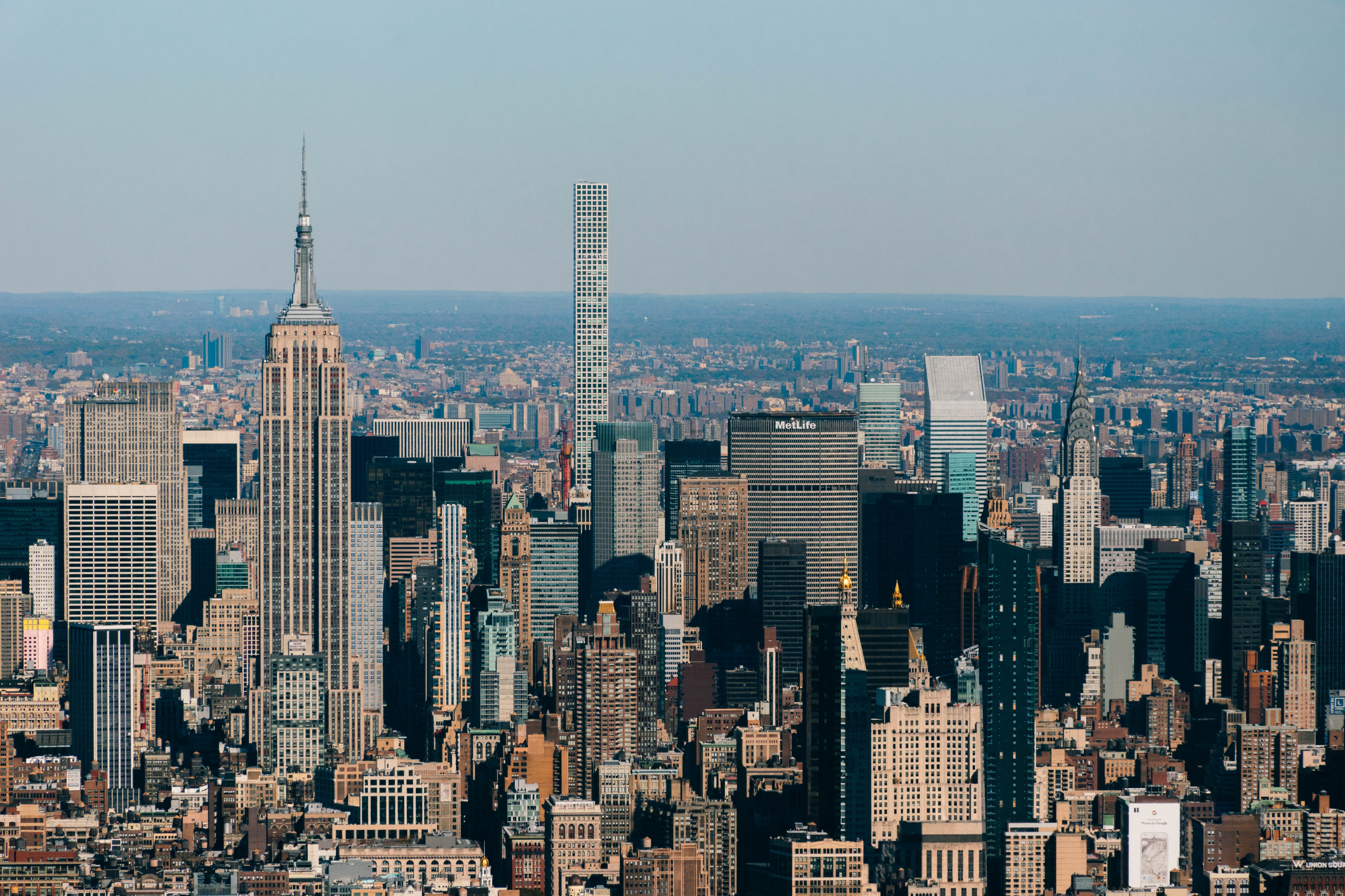 Скачать картинку Мегаполис, Нью Йорк, Города, Вид Сверху, Здания, Архитектура, Город в телефон бесплатно.