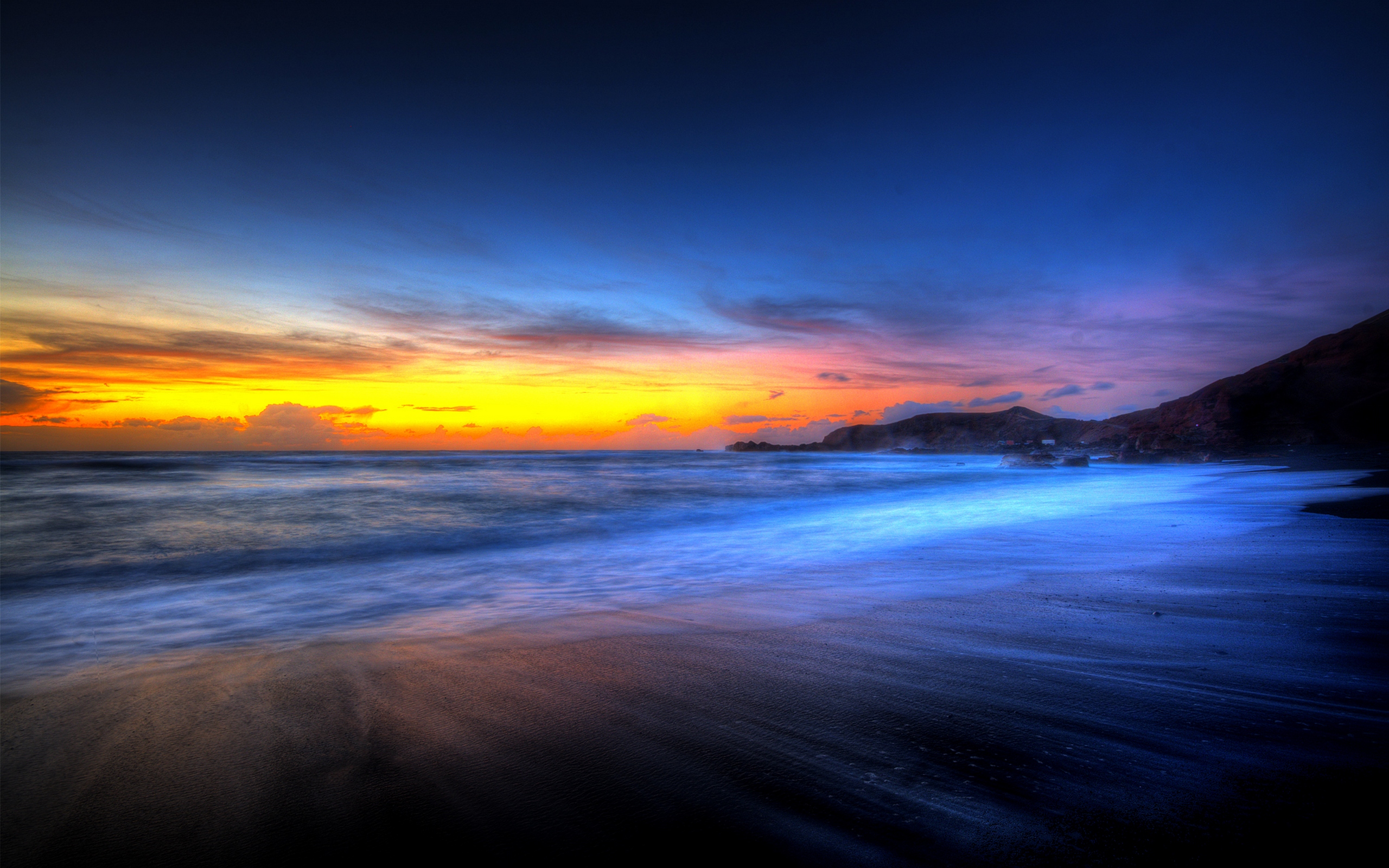 Free download wallpaper Sunset, Sky, Beach, Horizon, Ocean, Earth, Orange (Color) on your PC desktop
