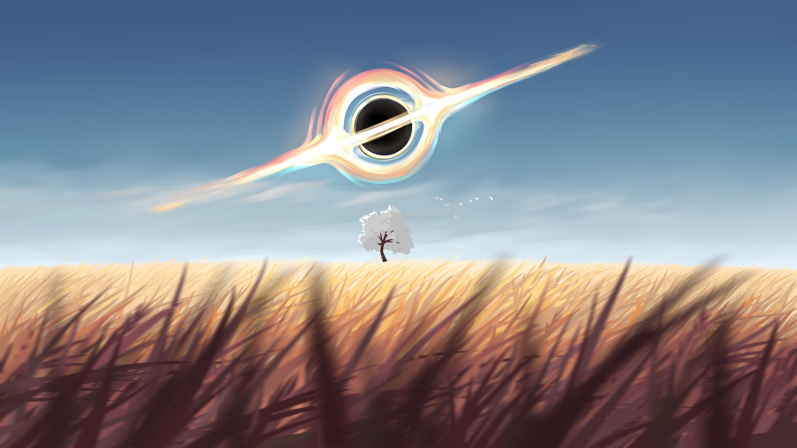 Download mobile wallpaper Sky, Wheat, Sci Fi, Black Hole for free.