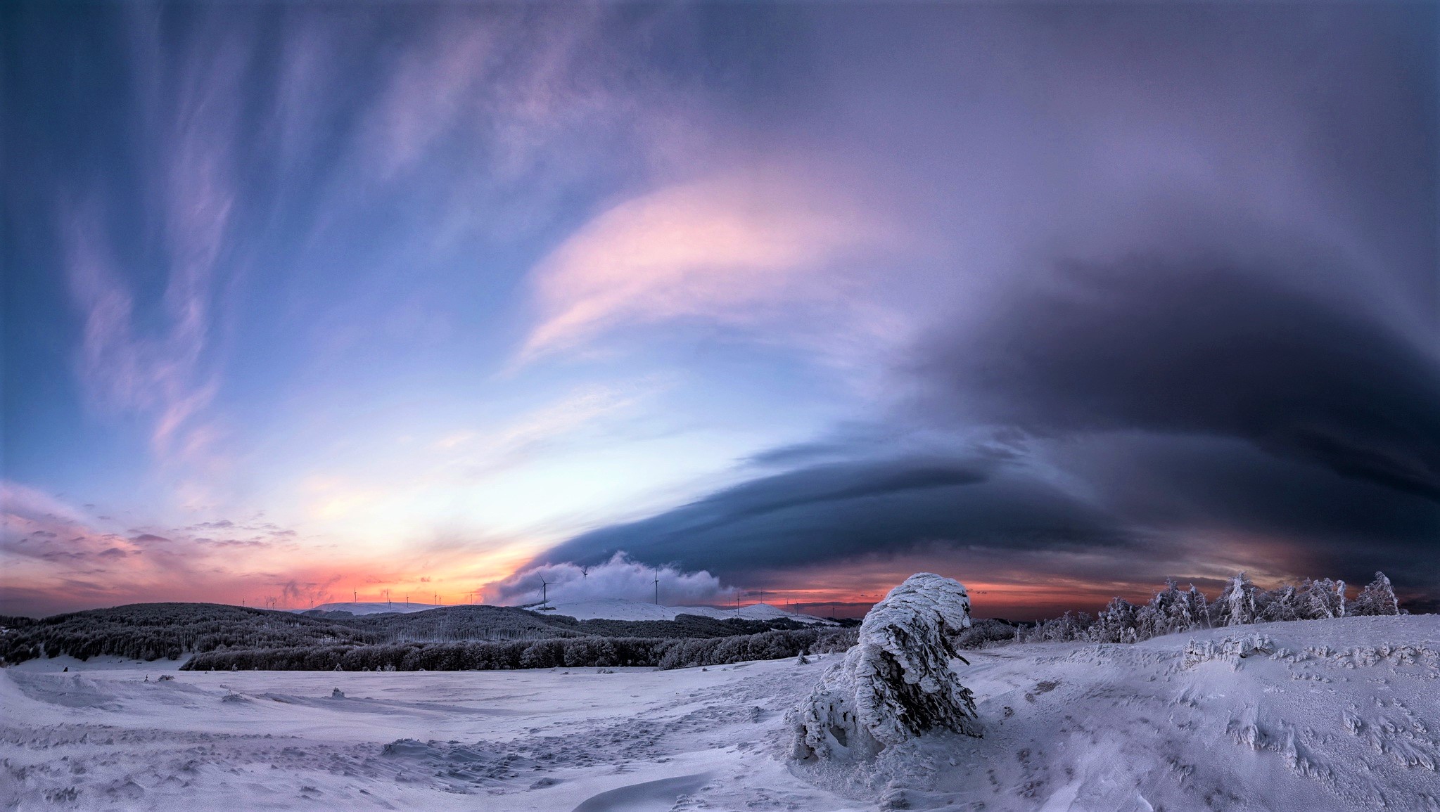 Free download wallpaper Winter, Sunset, Sky, Snow, Earth, Field on your PC desktop