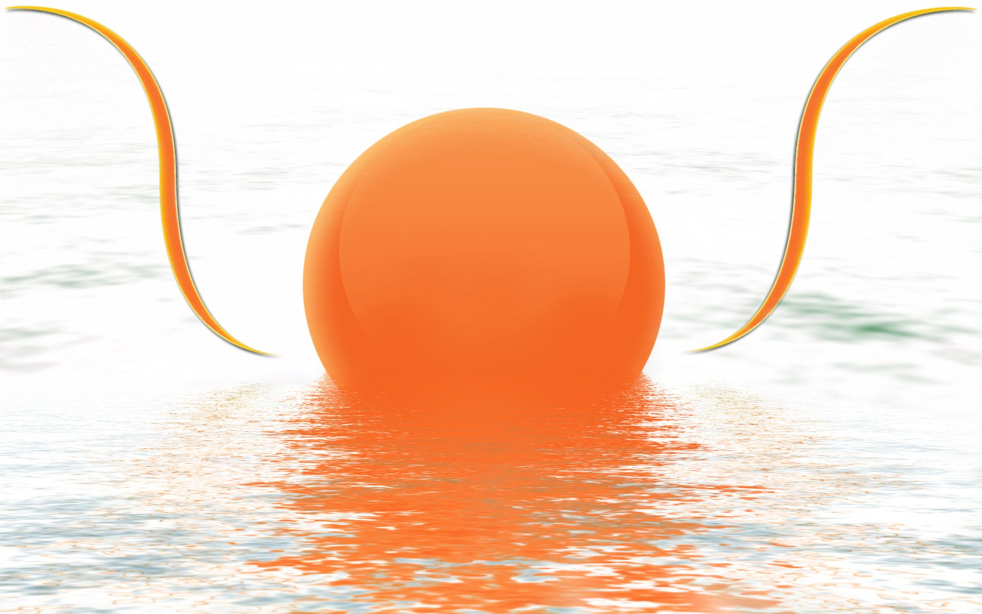 Скачать обои бесплатно Вода, 3D, Графика, Мяч, Абстрактные, Оранжевый Цвет) картинка на рабочий стол ПК