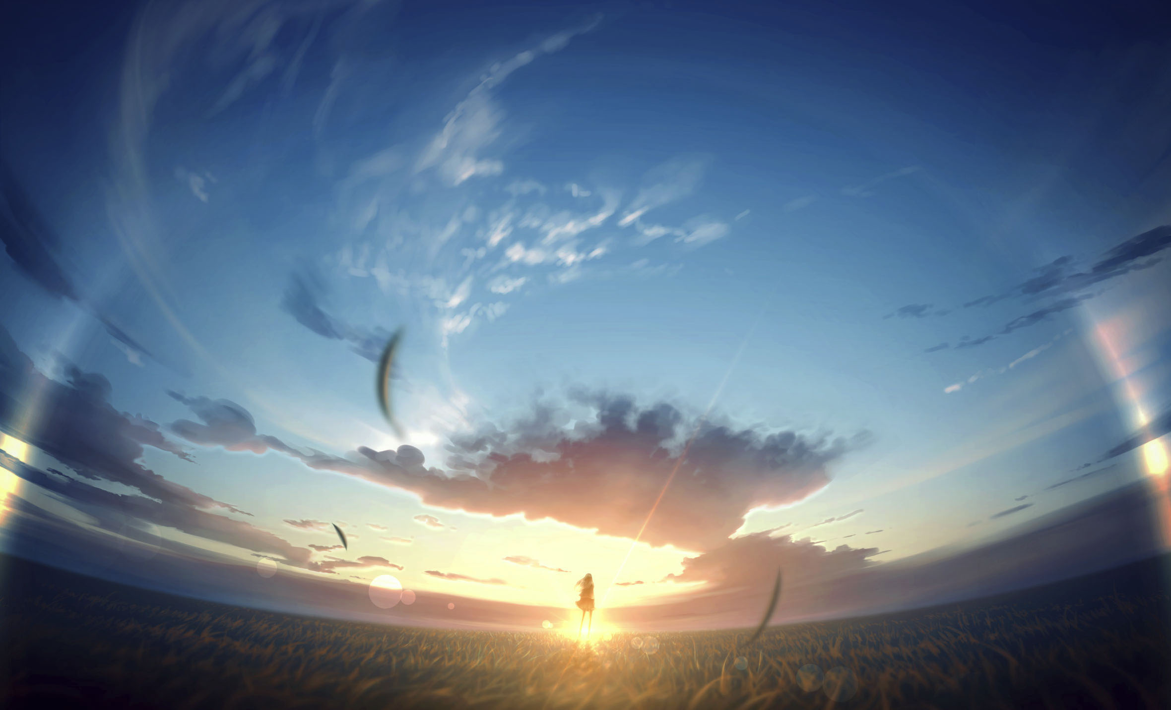 Скачать обои бесплатно Аниме, Небо, Восход Солнца картинка на рабочий стол ПК