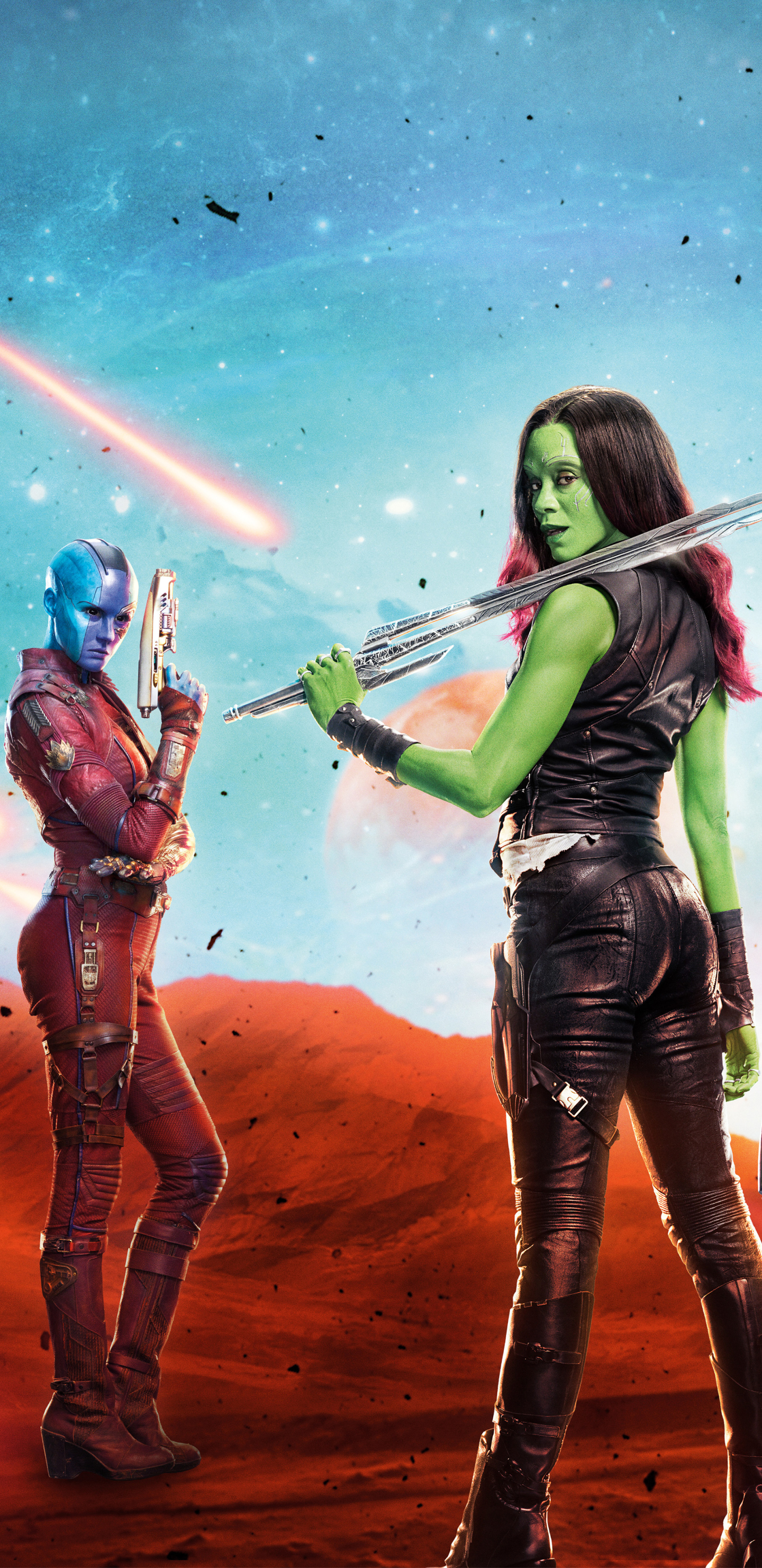 Download mobile wallpaper Movie, Zoe Saldana, Gamora, Nebula (Marvel Comics), Guardians Of The Galaxy Vol 2 for free.