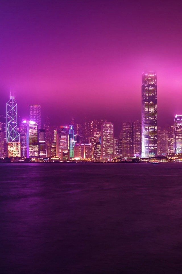 Download mobile wallpaper Cities, City, Skyscraper, Building, Hong Kong, Man Made, Ligths for free.