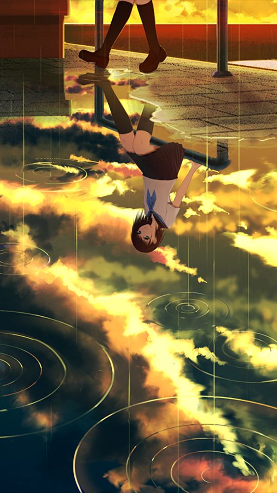 Download mobile wallpaper Anime, Sky, Rain, Sun, Cloud, Original for free.