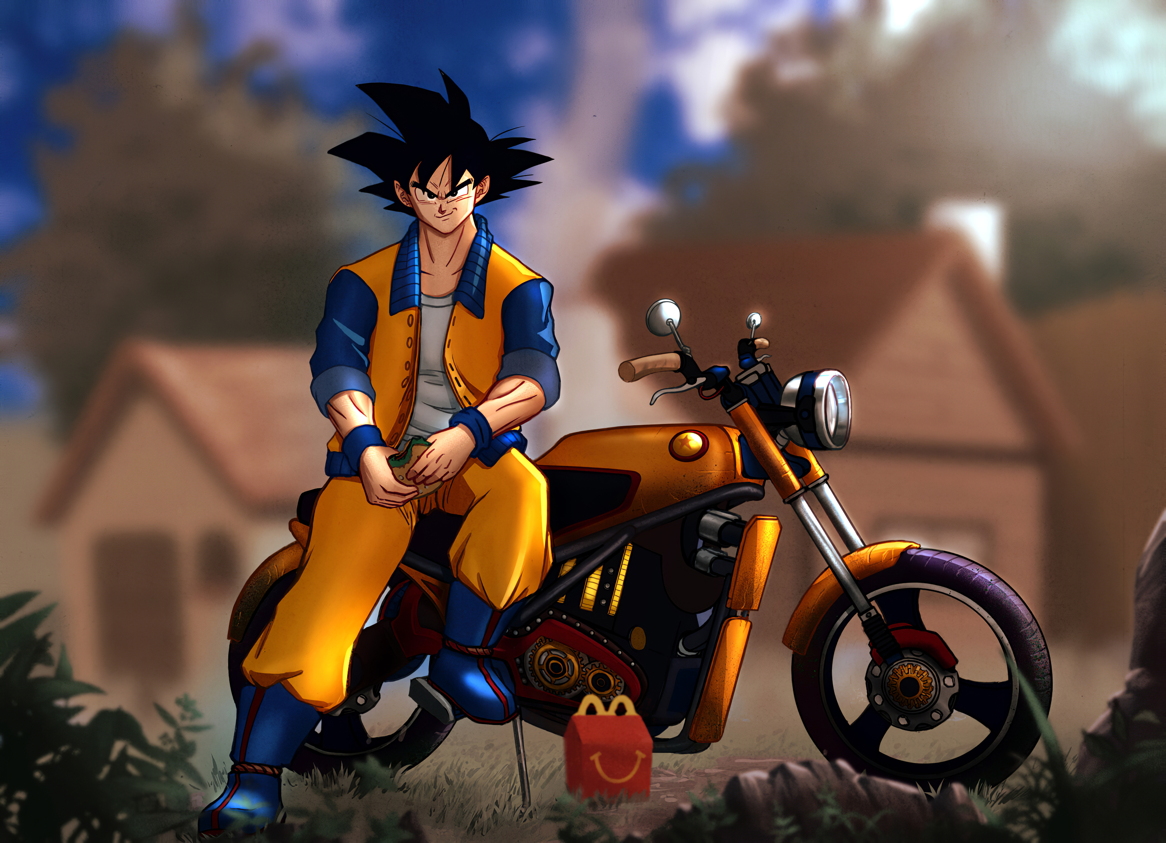 Download mobile wallpaper Anime, Motorcycle, Dragon Ball, Goku for free.