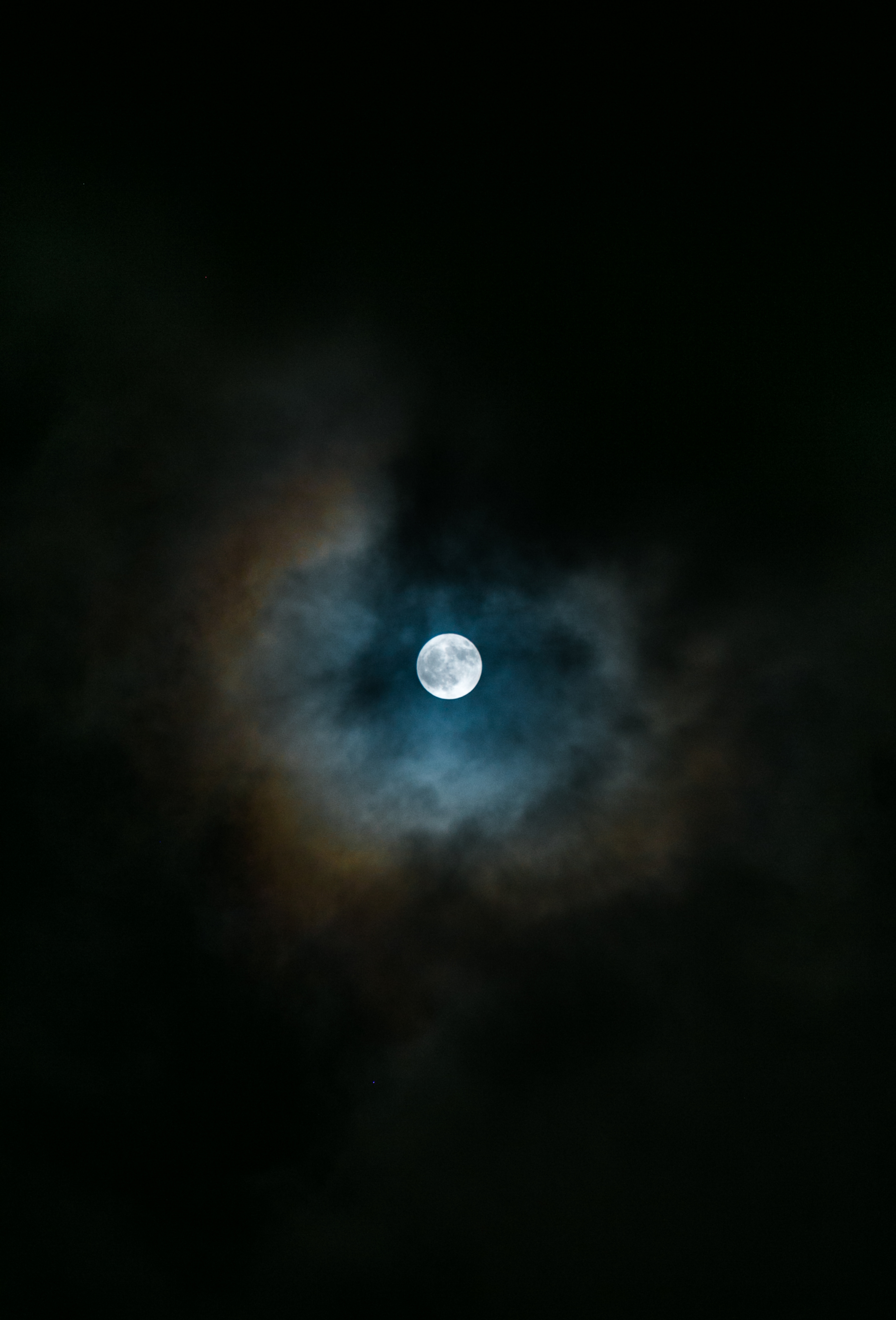 night, overcast, clouds, full moon, nature, dark, mainly cloudy
