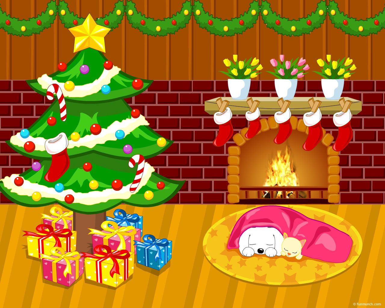 christmas tree, holidays, new year, christmas, sleep, dream, fireplace, presents, gifts HD wallpaper