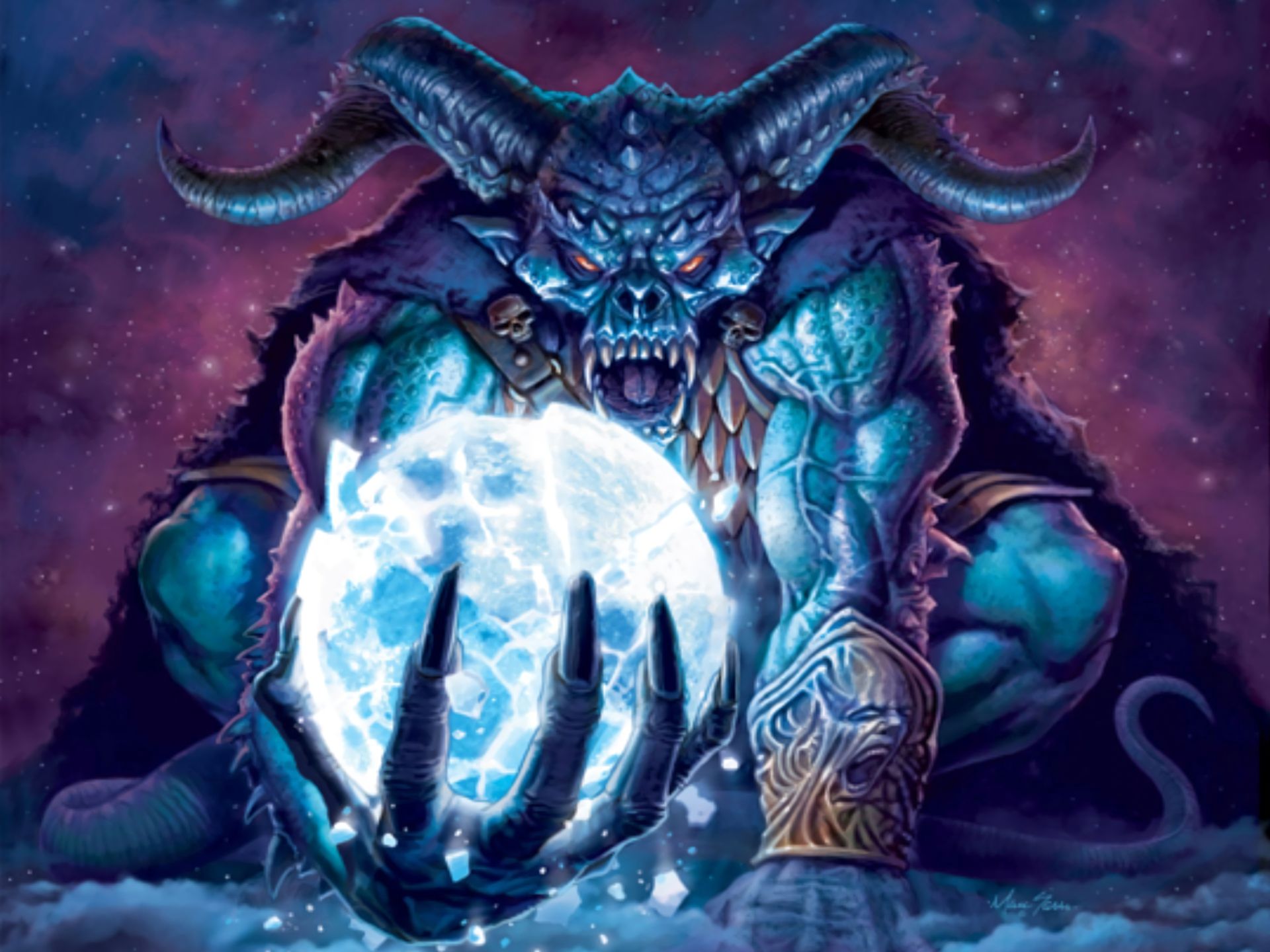 Download mobile wallpaper Creature, Demon, Horns, Dark for free.