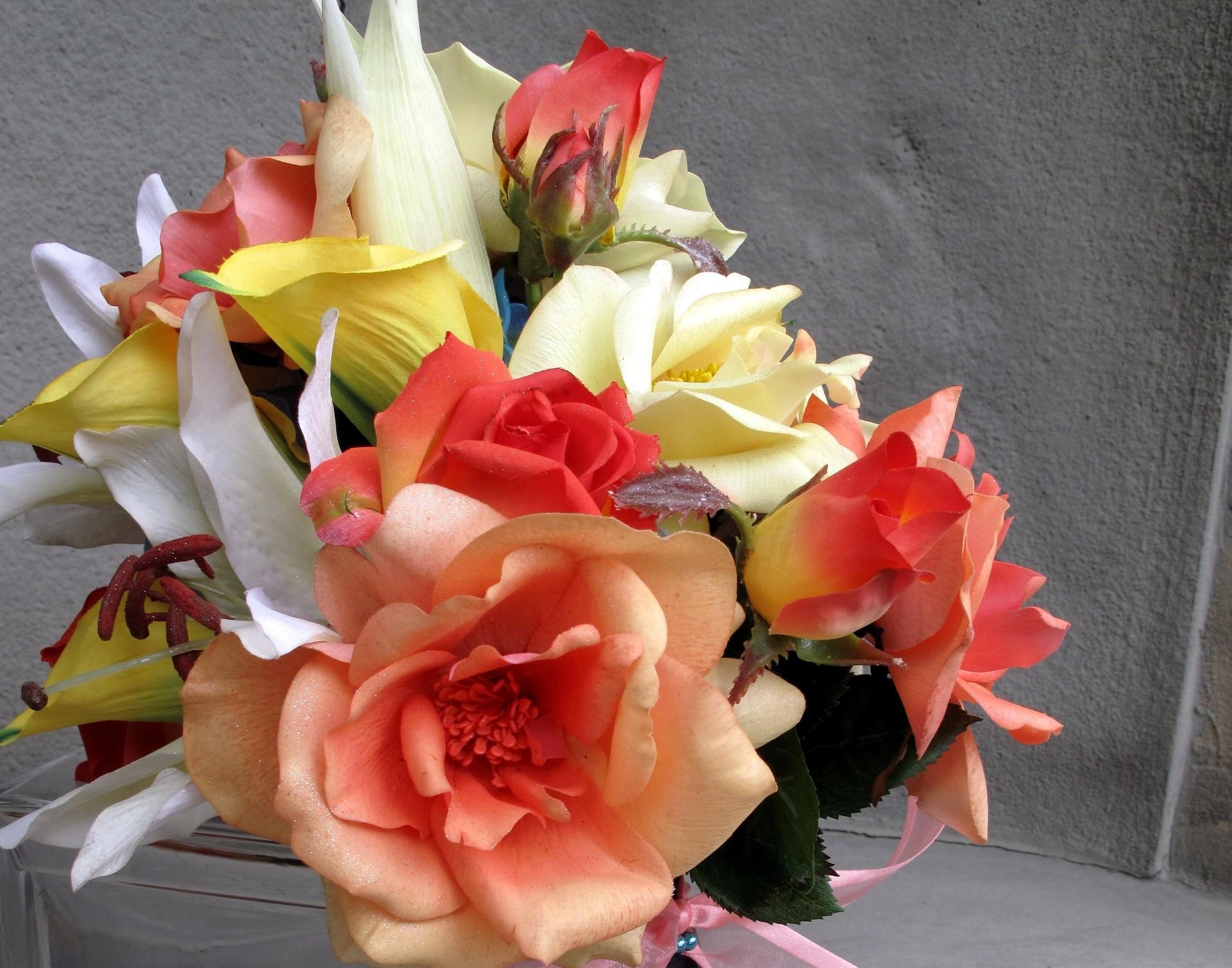 desktop Images roses, flowers, bouquet, calla, tape, callas
