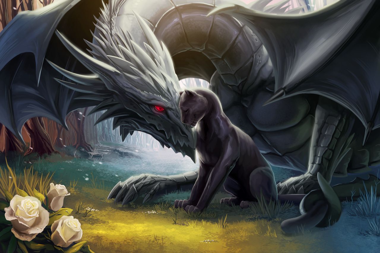 Laden Sie das Fantasie, Drachen, Panther-Bild kostenlos auf Ihren PC-Desktop herunter