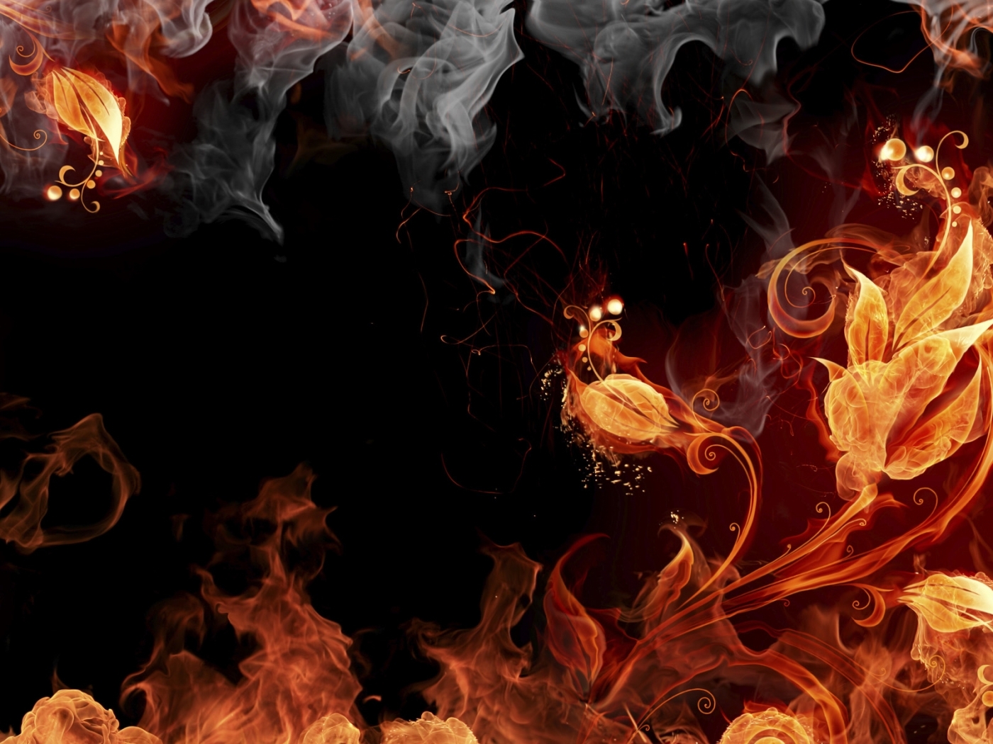 Download mobile wallpaper Flowers, Fire, Smoke, Background for free.