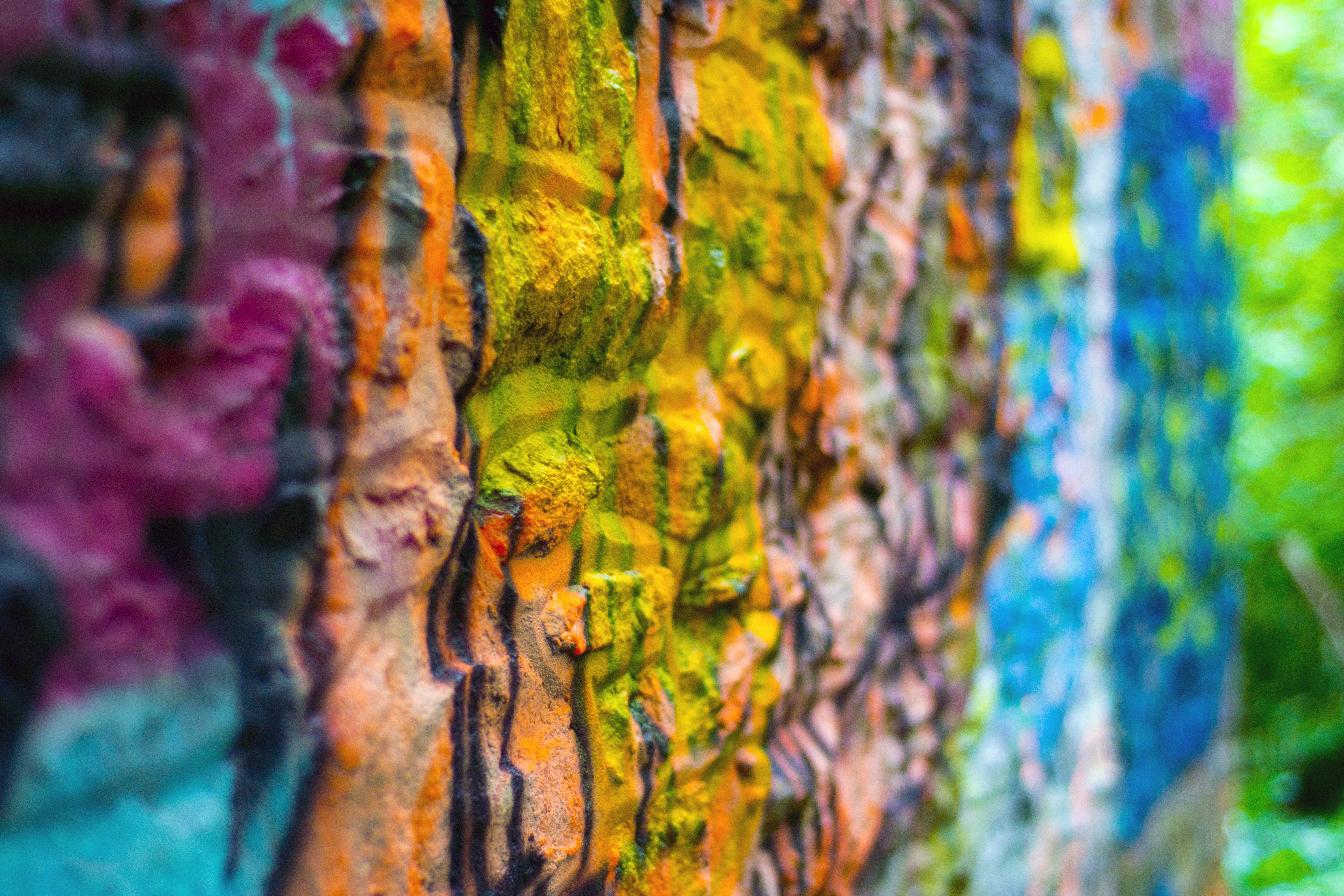 Download mobile wallpaper Macro, Motley, Wall, Paint, Multicolored, Surface for free.
