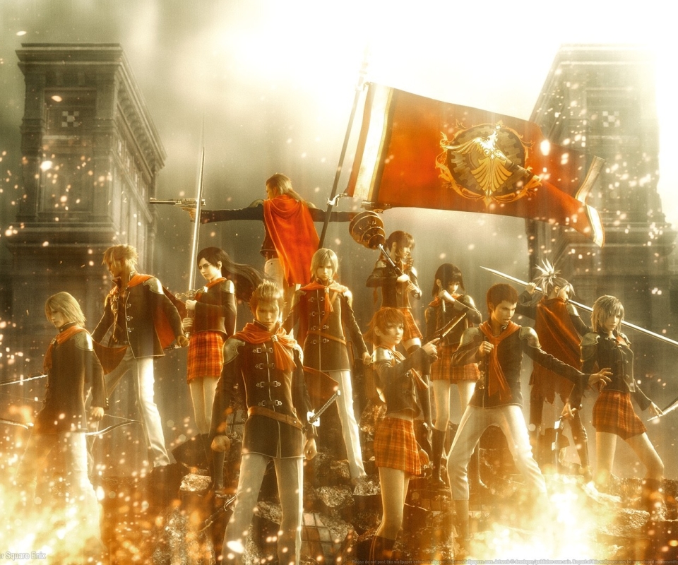 video game, final fantasy type 0 hd, scythe, weapon, final fantasy type 0, gun, sword, glitter, flag, final fantasy
