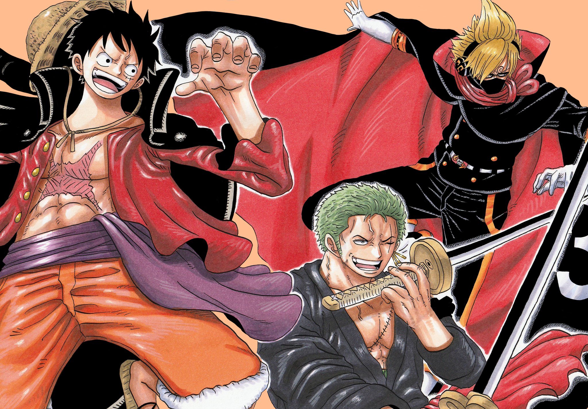 Download mobile wallpaper Anime, One Piece, Roronoa Zoro, Monkey D Luffy, Sanji (One Piece) for free.