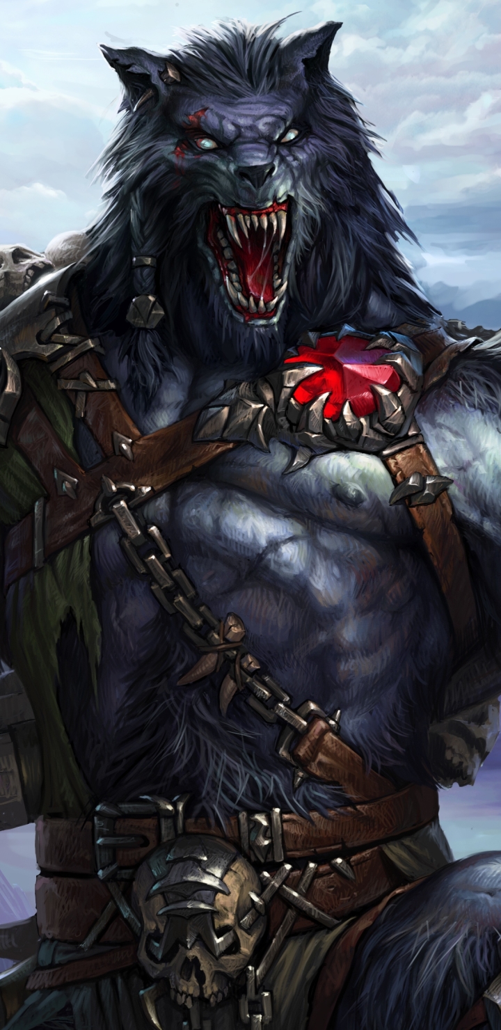 Download mobile wallpaper Dark, Skull, Werewolf for free.