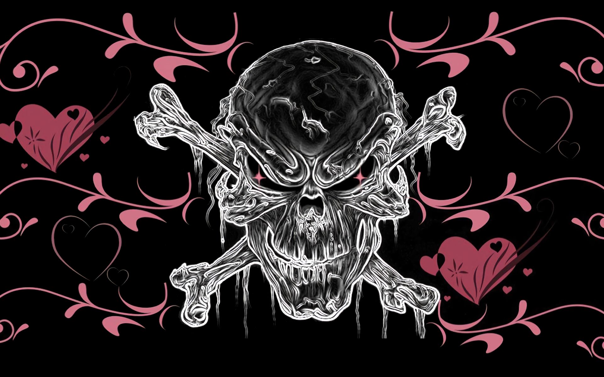 Download mobile wallpaper Gothic, Pink, Dark, Heart, Skull for free.
