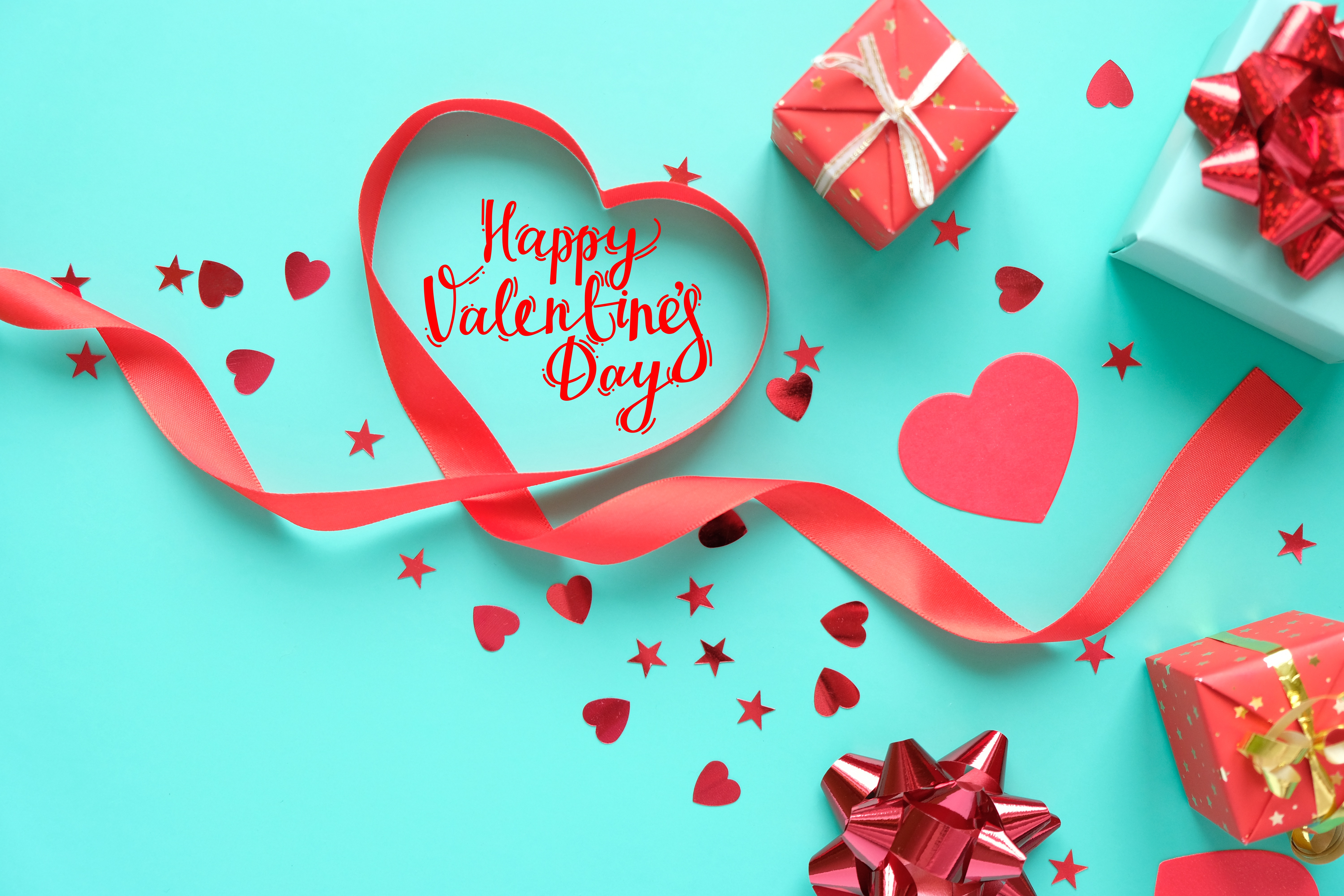 Download mobile wallpaper Valentine's Day, Holiday, Gift, Ribbon, Heart Shaped, Happy Valentine's Day for free.