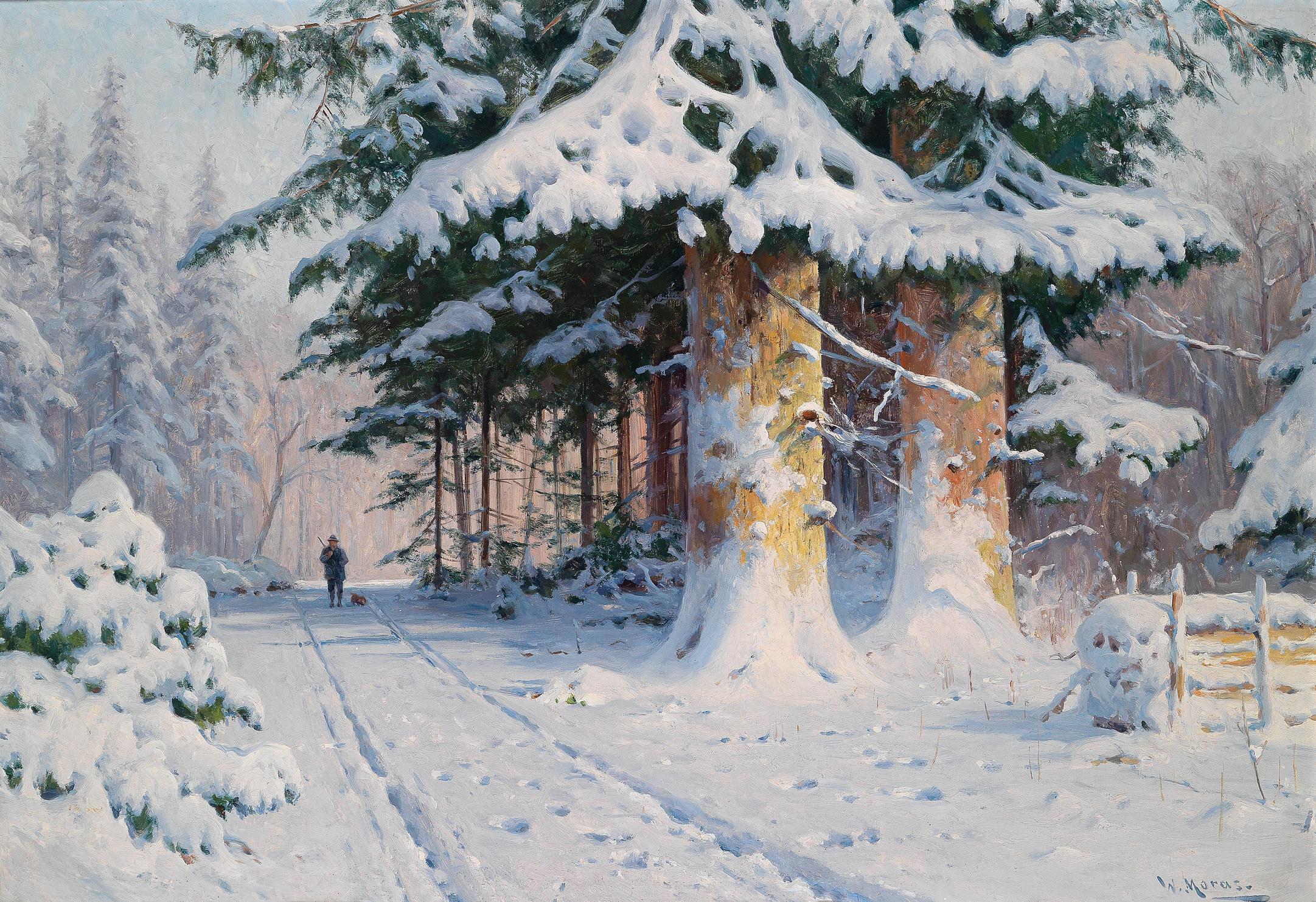 Descarga gratuita de fondo de pantalla para móvil de Invierno, Nieve, Árbol, Pintura, Calle, Artístico, Carretera.