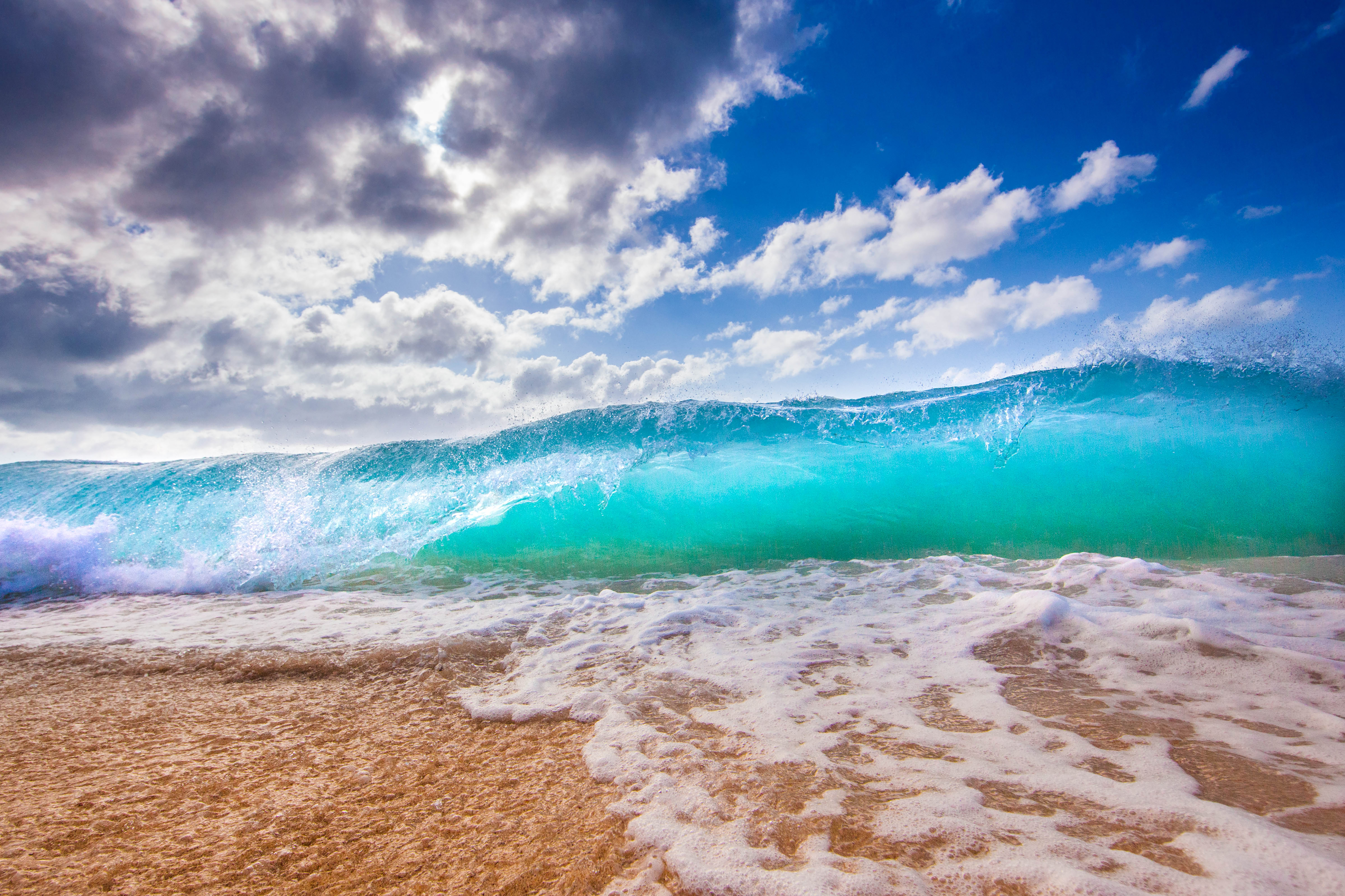 hawaii, nature, ocean, beach, foam, surf