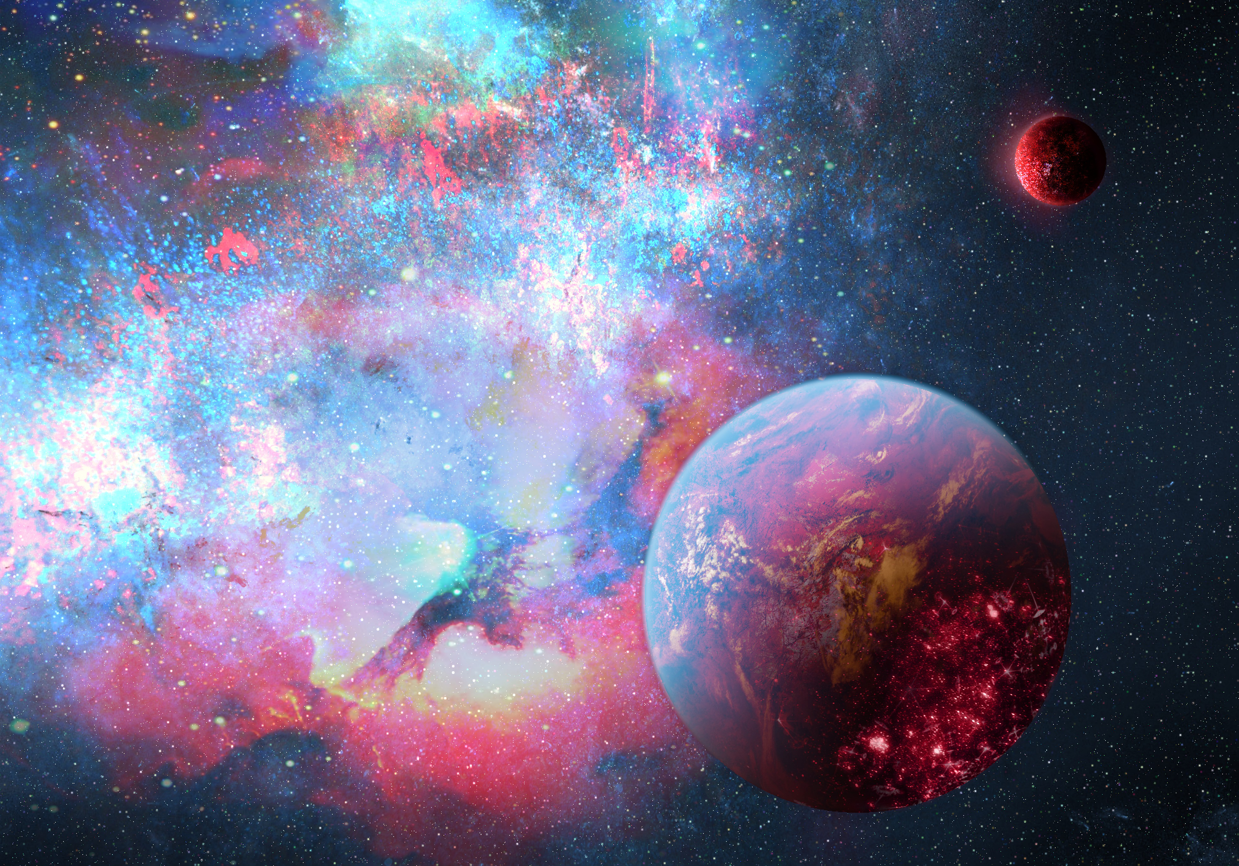 Free download wallpaper Glow, Universe, Stars, Nebula, Planets on your PC desktop