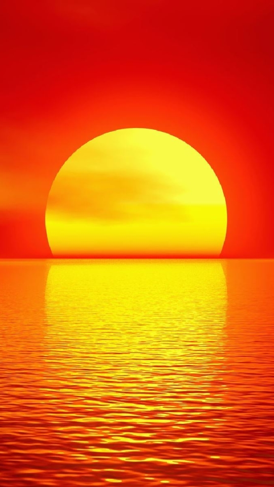 Download mobile wallpaper Sunset, Sea, Sun, Horizon, Ocean, Artistic, Orange (Color) for free.