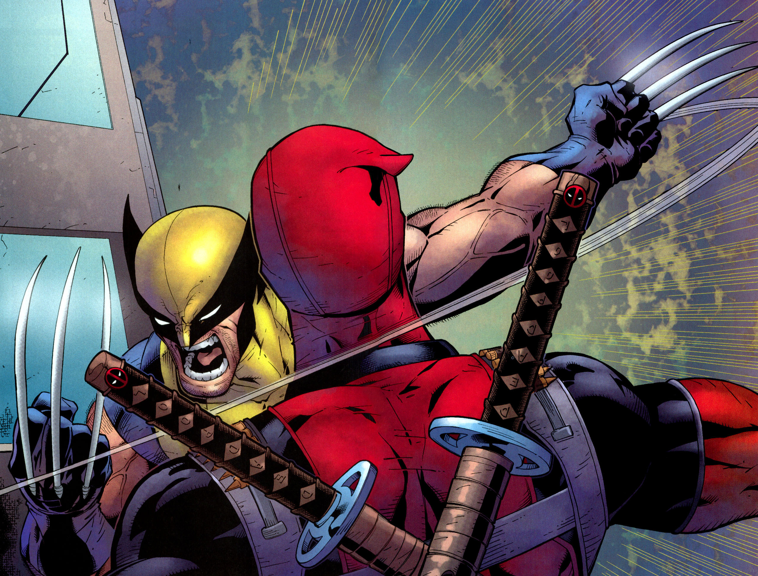 Free download wallpaper Deadpool, Wolverine, Comics, Merc With A Mouth on your PC desktop