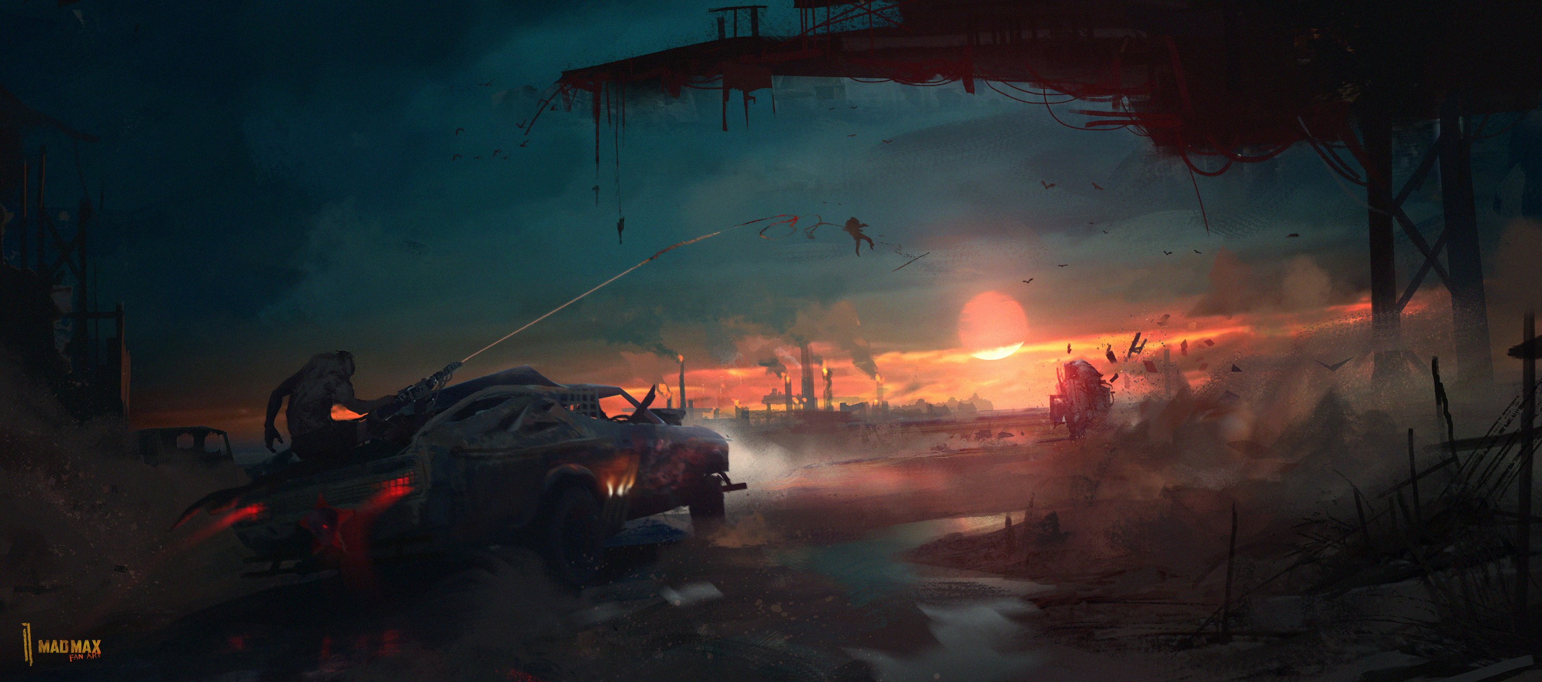 Download mobile wallpaper Sunset, Car, Sci Fi, Vehicle, Post Apocalyptic, Mad Max for free.