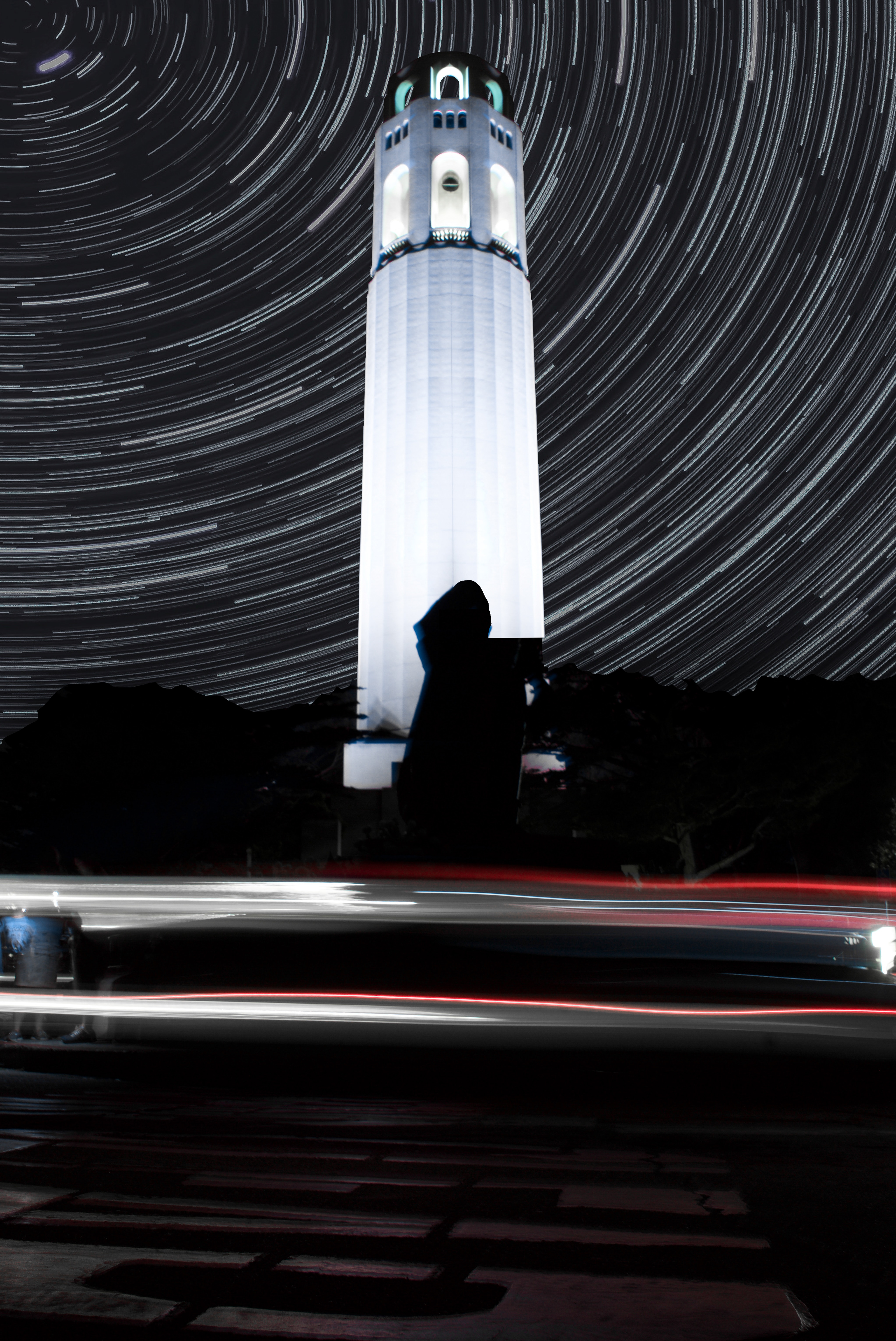 1920x1080 Background long exposure, night, building, dark, blur, smooth, tower