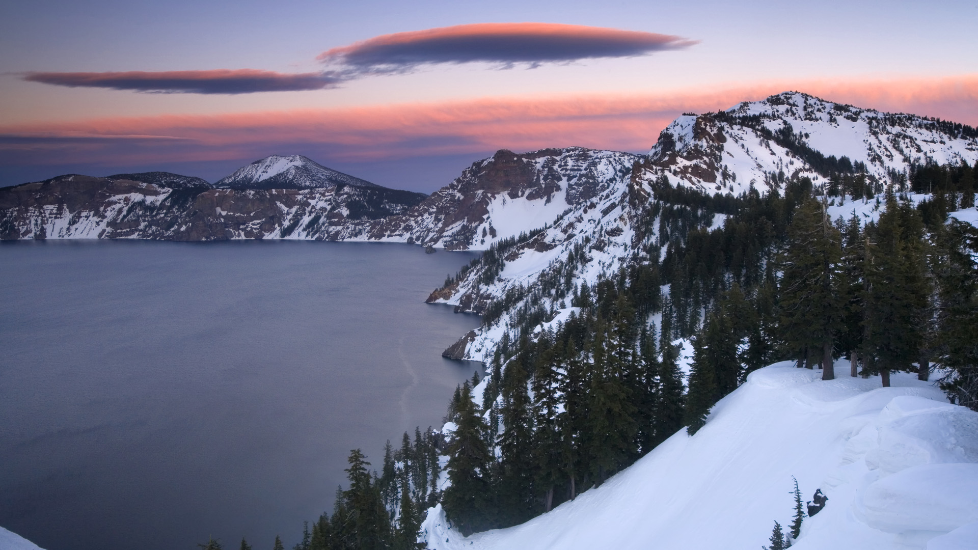 Descarga gratis la imagen Invierno, Naturaleza, Montañas, Nieve, Montaña, Lago, Árbol, Nube, Tierra/naturaleza en el escritorio de tu PC