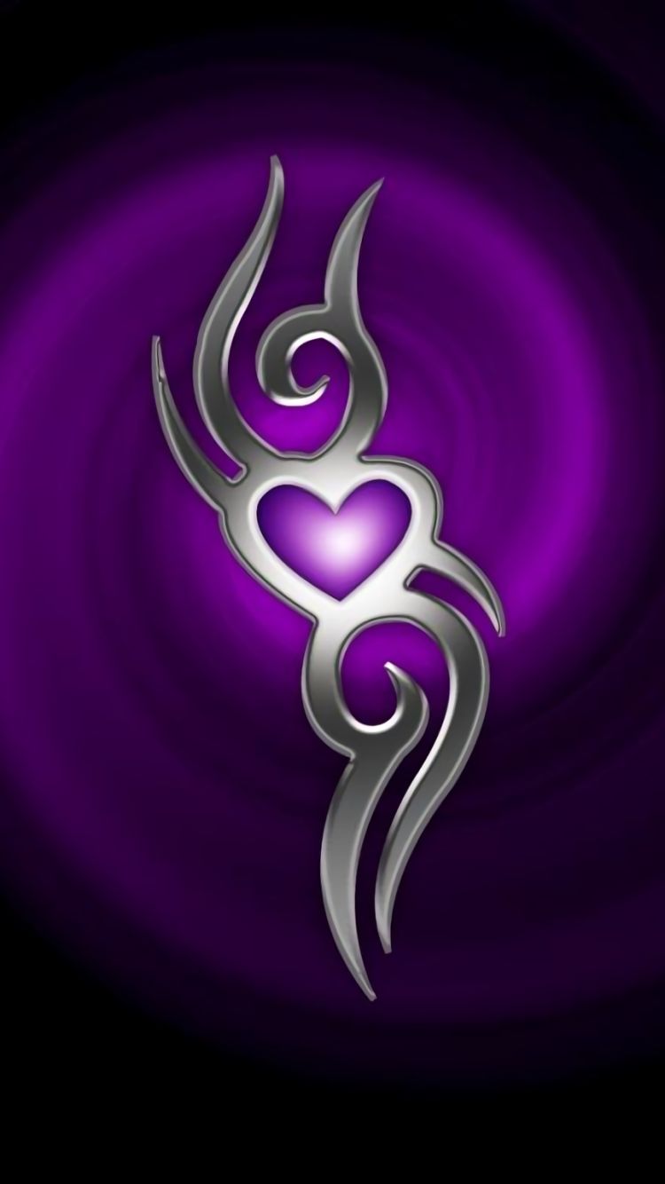 無料モバイル壁紙紫の, 芸術的, 銀, 愛する, 心臓をダウンロードします。