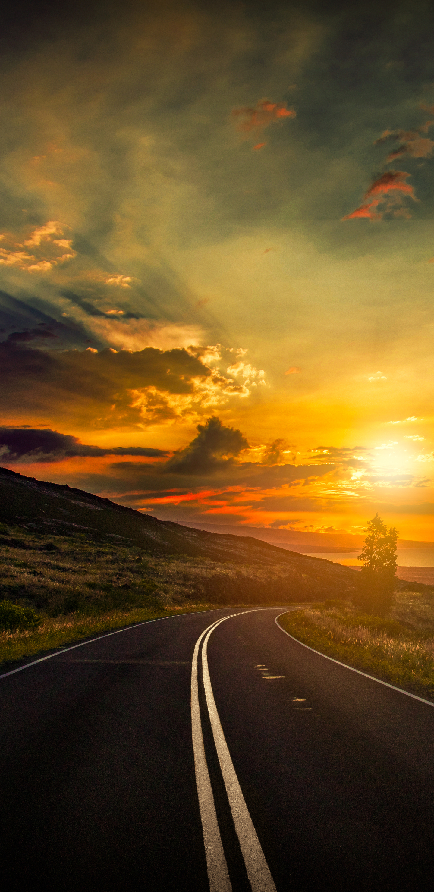 Baixar papel de parede para celular de Pôr Do Sol, Céu, Estrada, Feito Pelo Homem gratuito.