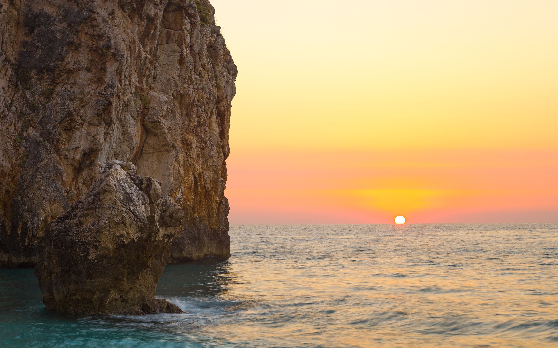 Free download wallpaper Landscape, Sunset, Sky, Ocean, Earth, Cliff, Scenic on your PC desktop