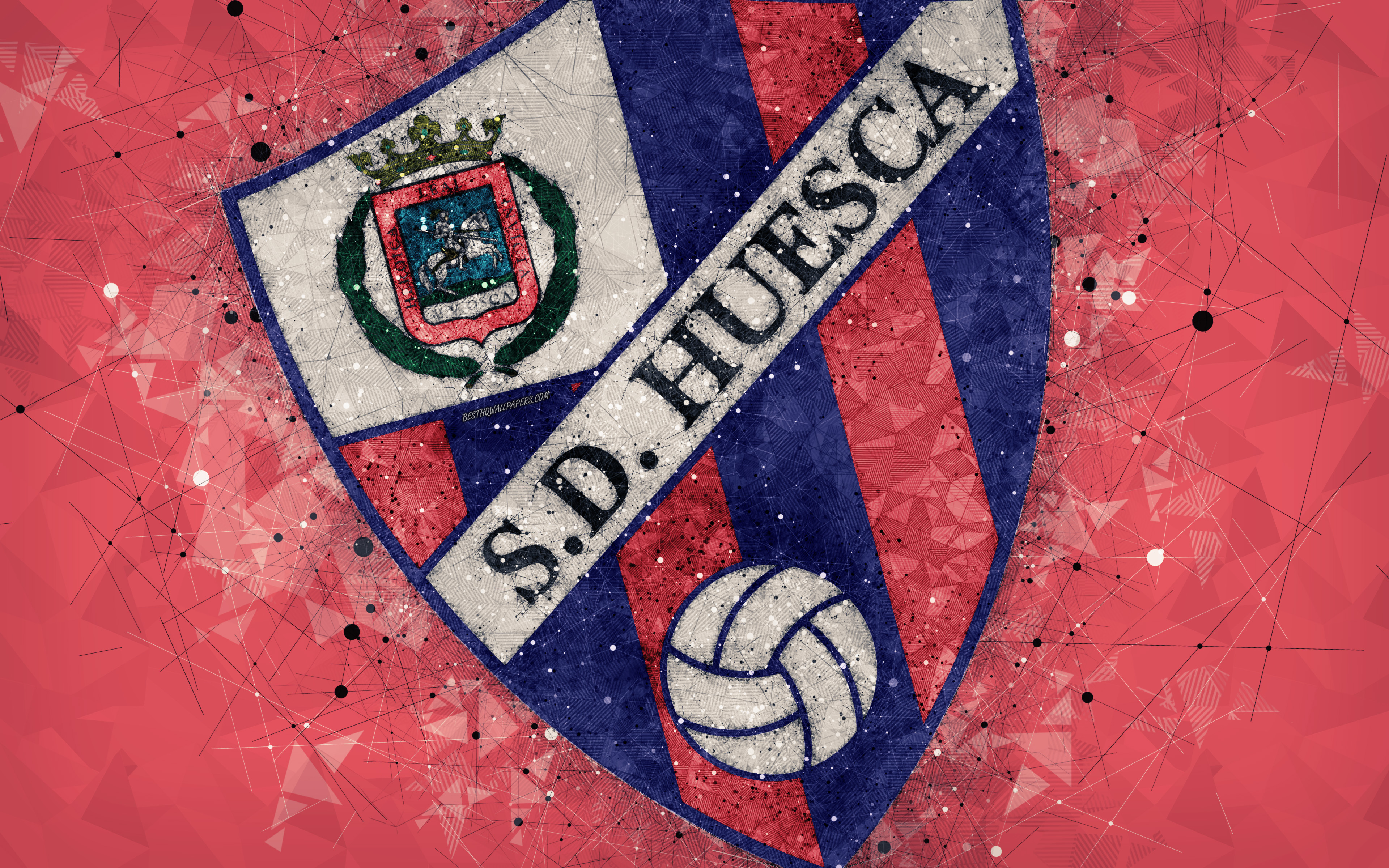Handy-Wallpaper Sport, Fußball, Logo, Emblem, Sd Huesca kostenlos herunterladen.
