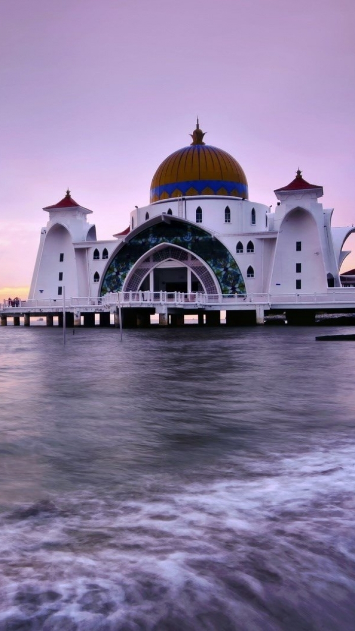 無料モバイル壁紙モスク, 宗教的, マラッカ海峡モスクをダウンロードします。